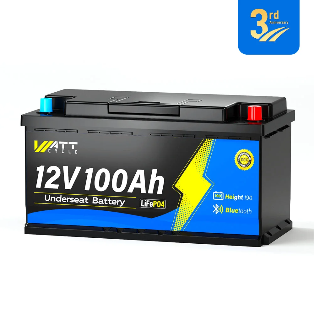 WattCycle 12V 100Ah Camper Leisure Battery with Bluetooth | DIN H8