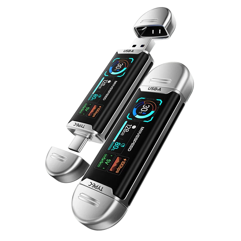 MOVESPEED SeeU SU10 Smart Display Solid State USB Drive 128GB-2TB 1090MB/s, USB 3.2 Gen2+Type C with Dual Ports