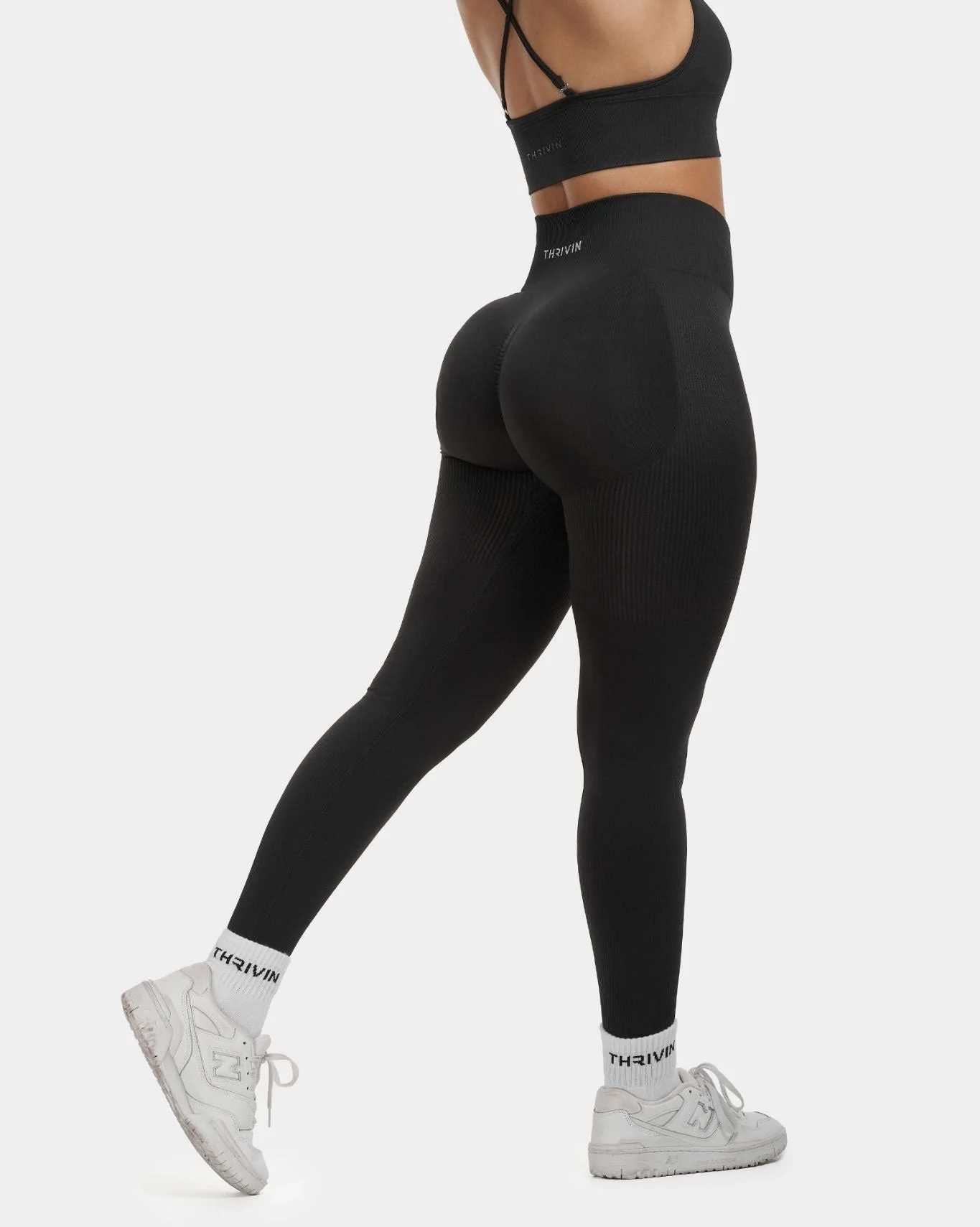 Elevate Ribbed Mid-Waisted Contour Leggings | Charcoal Grey