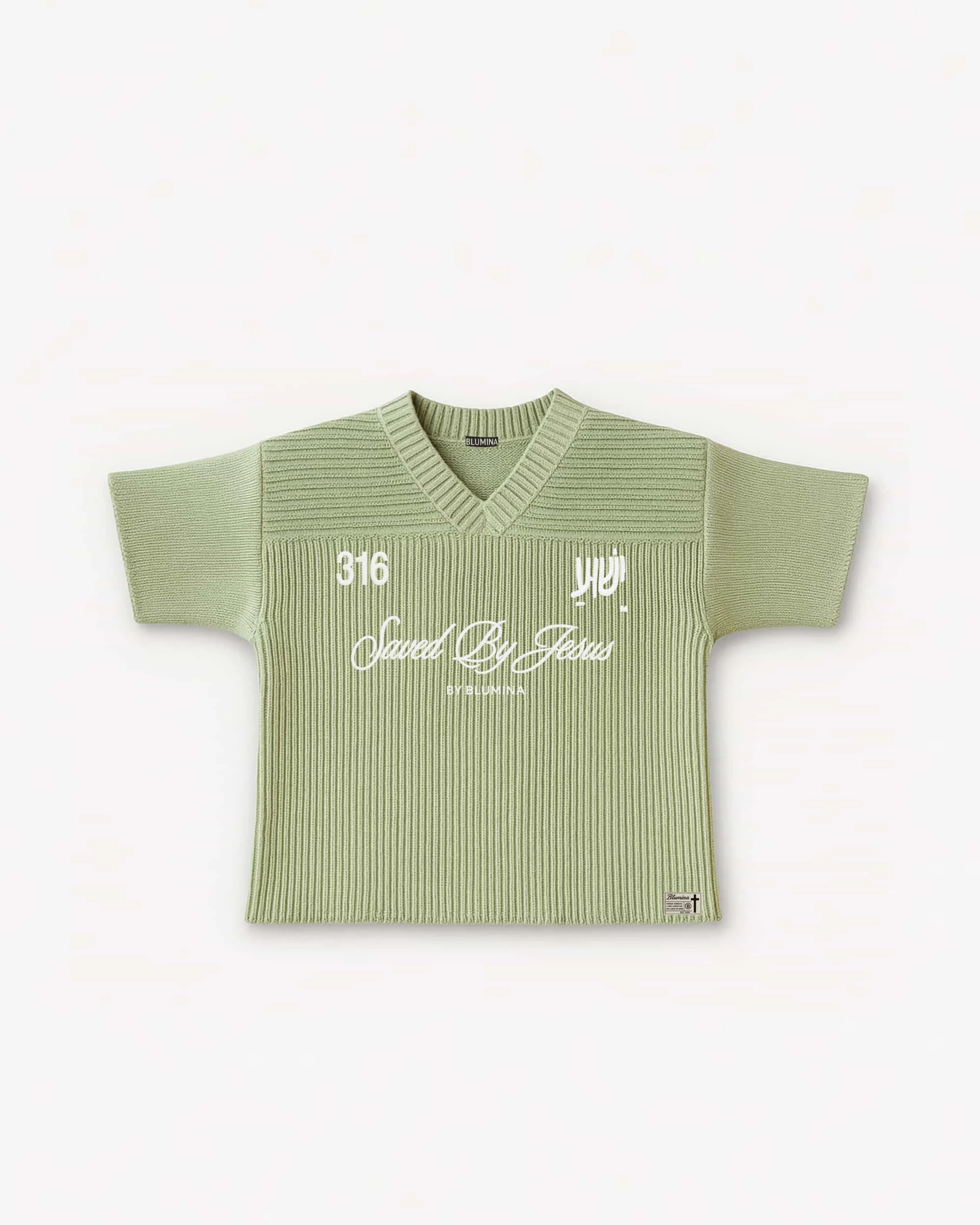 "SAVED BY JESUS" -  MATCHA KNIT JERSEY