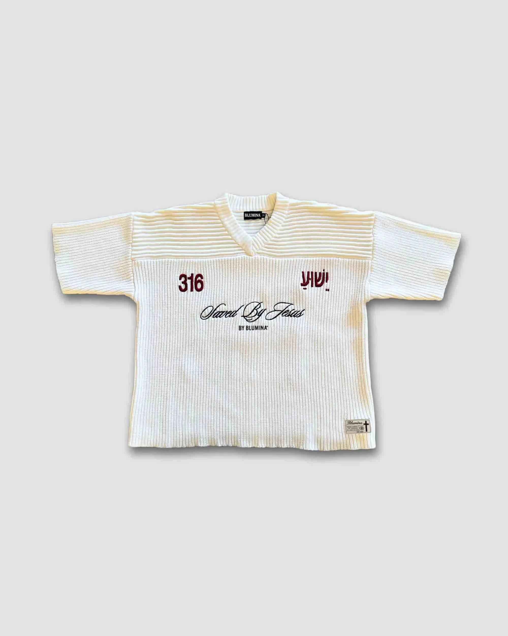 "SAVED BY JESUS" -  IVORY KNIT JERSEY