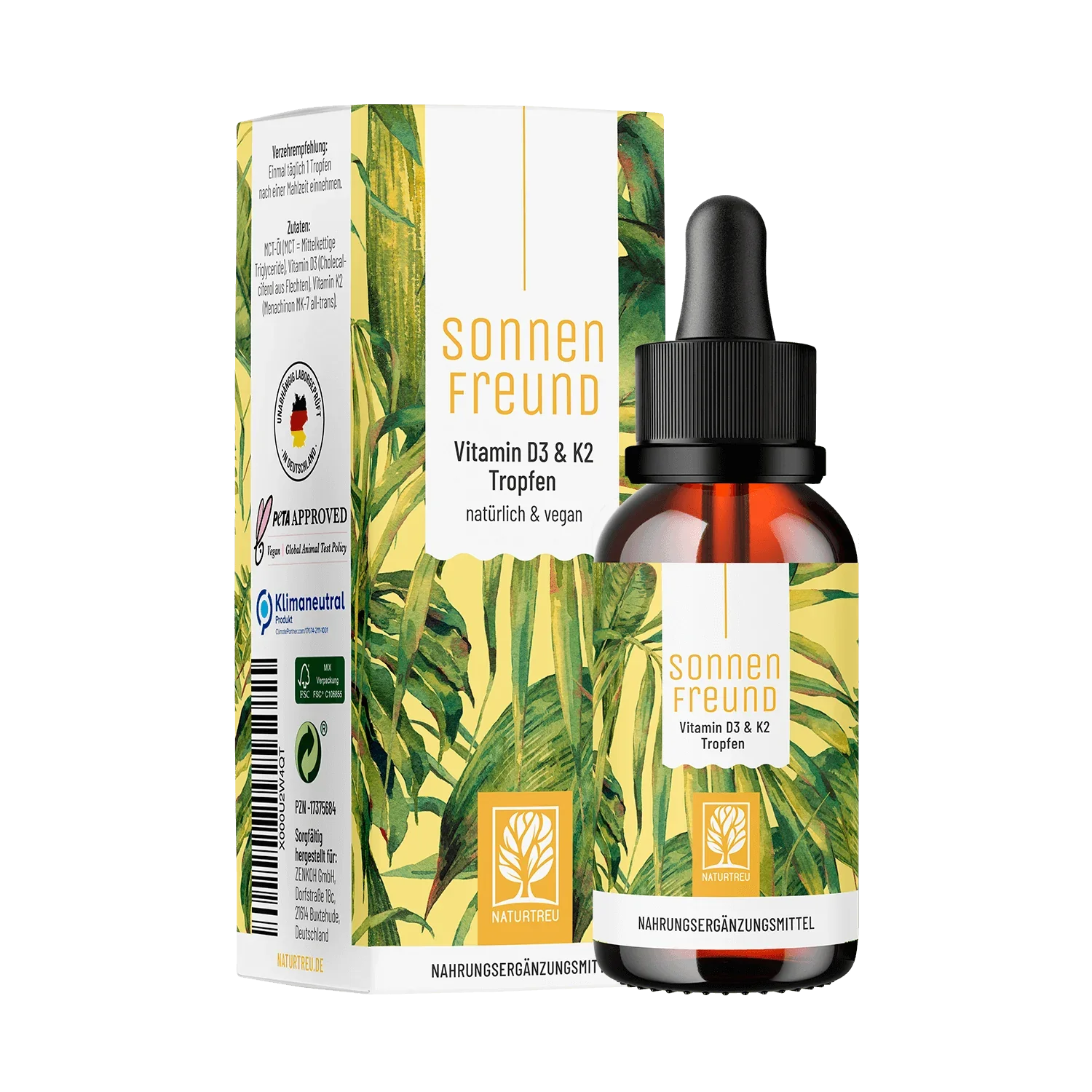 Sonnenfreund: Vitamin D3 & K2 Tropfen für Erwachsene (1.000 I.E.)