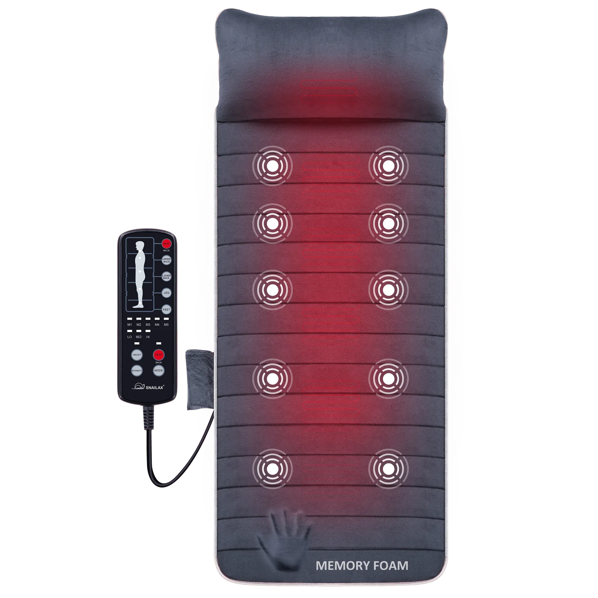 Heated Vibration Massage Mat - Full Body Massage Pad with Memory Foam