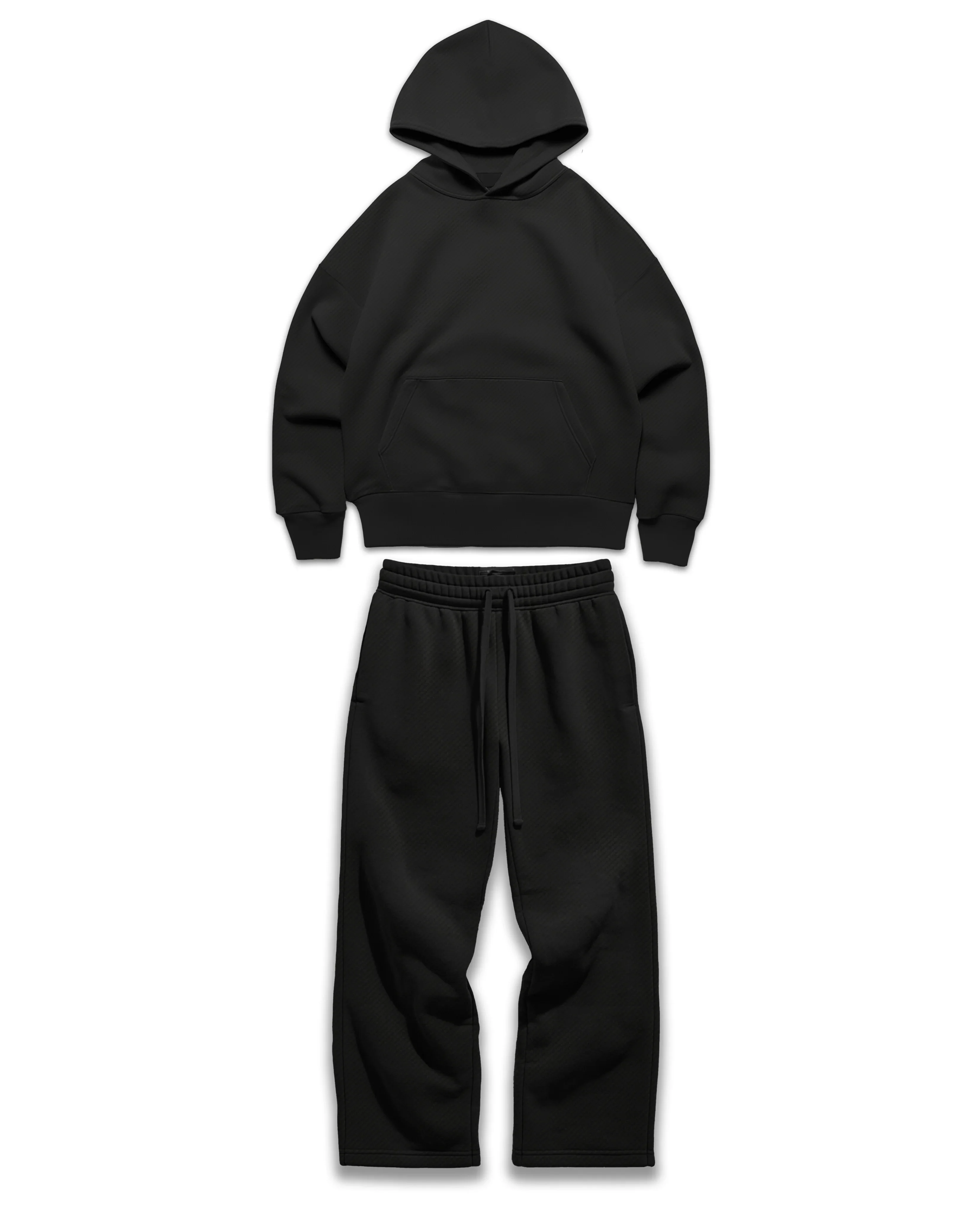 Ultra Heavy 520GSM GOTS Organic Hoodie+Baggy Pleat Sweats Midnight Black, [PRE-ORDER, SHIPS March 15TH]