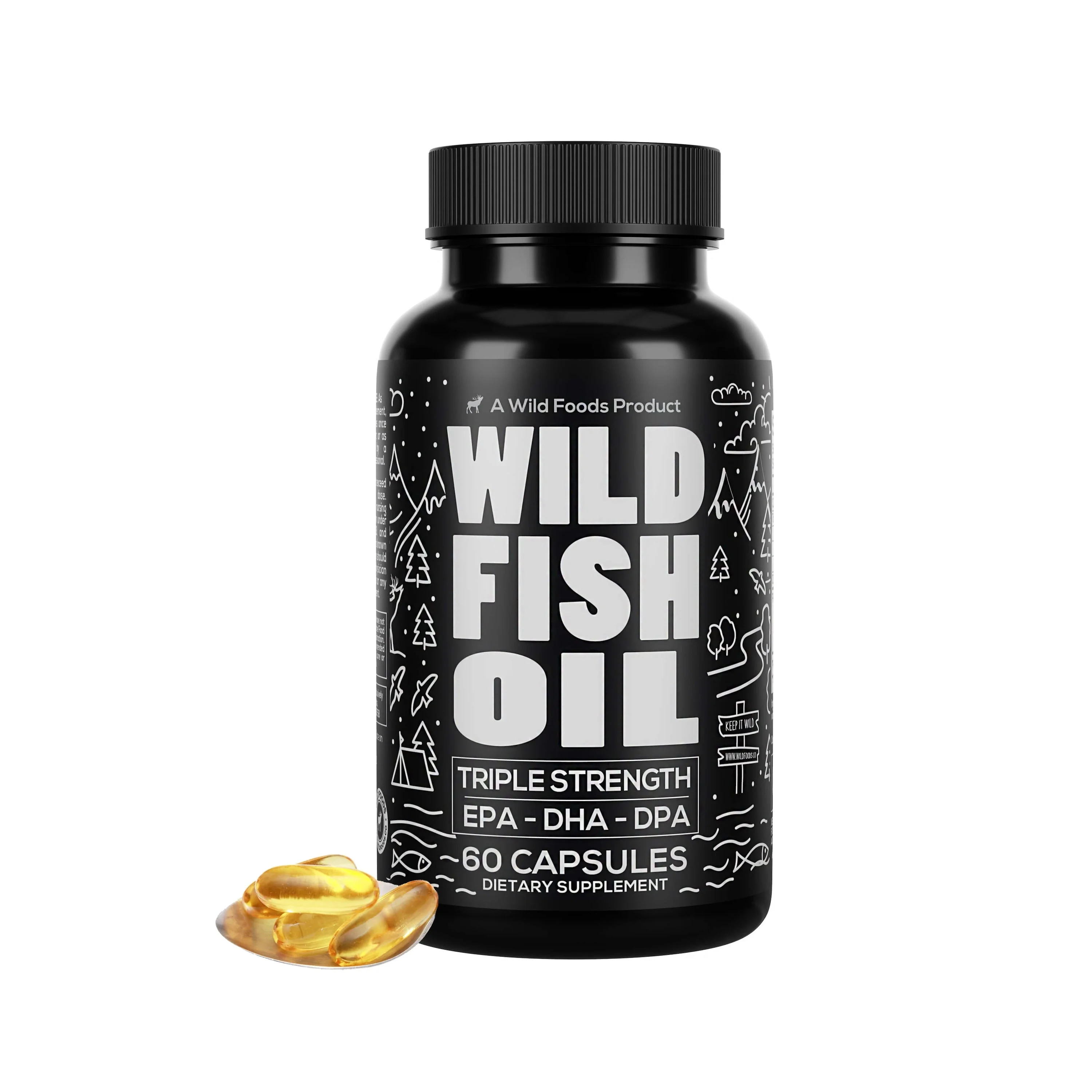 Wild Fish Oil Capsules, Omega-3 Blend, Sustainable, Pure, Third-Party Tested