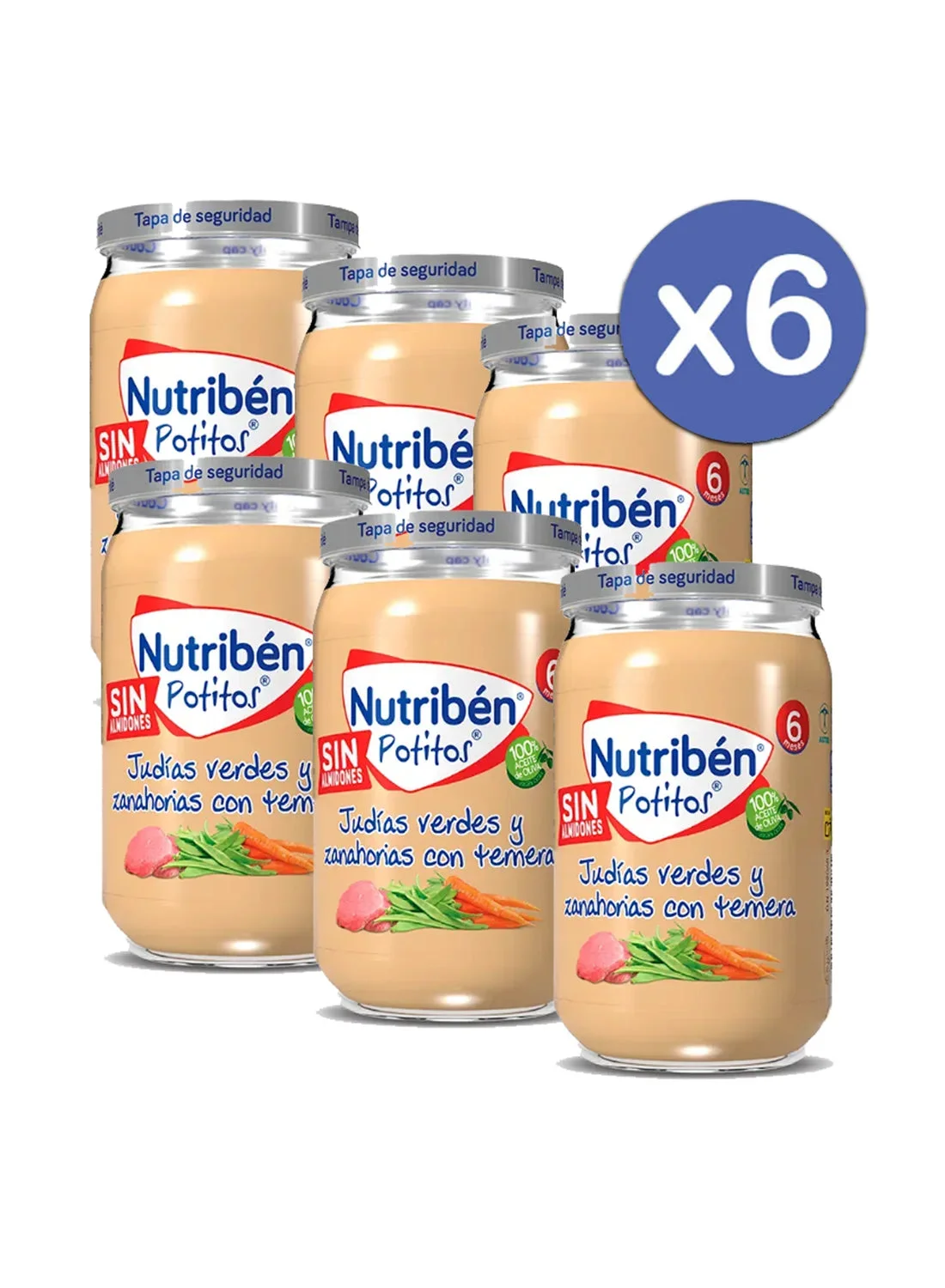 Pack ahorro de 6 Potitos de judías verdes y zanahorias con ternera