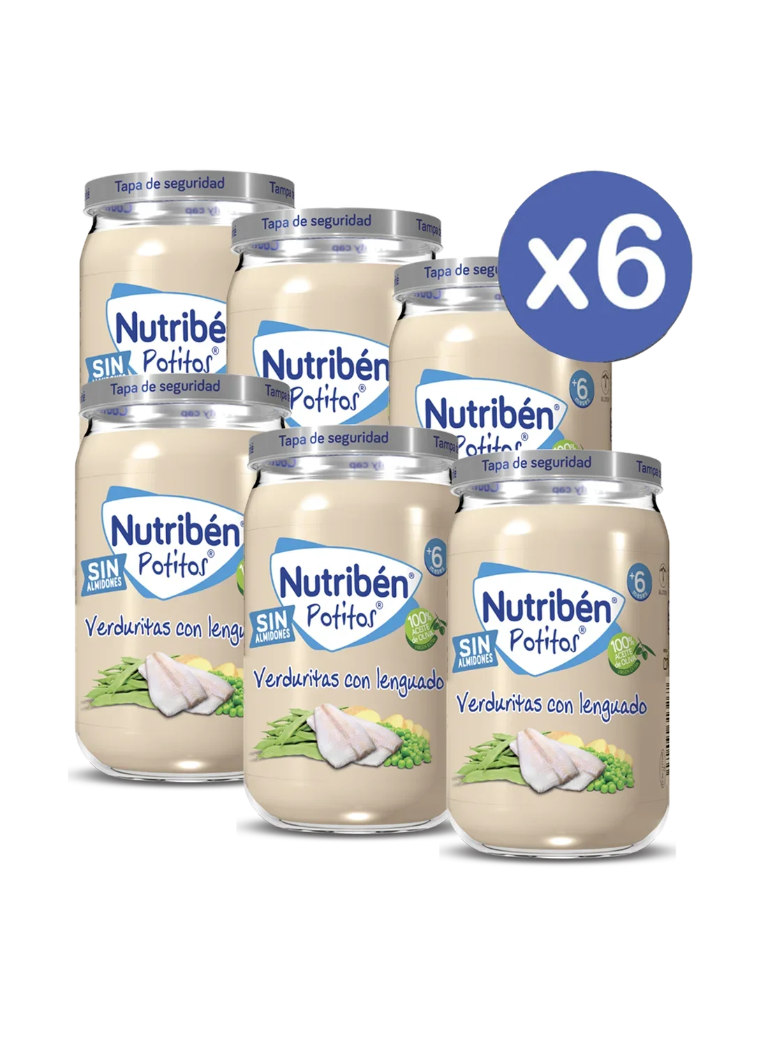 Pack ahorro de 6 Potitos de verduritas con lenguado 6 unidades