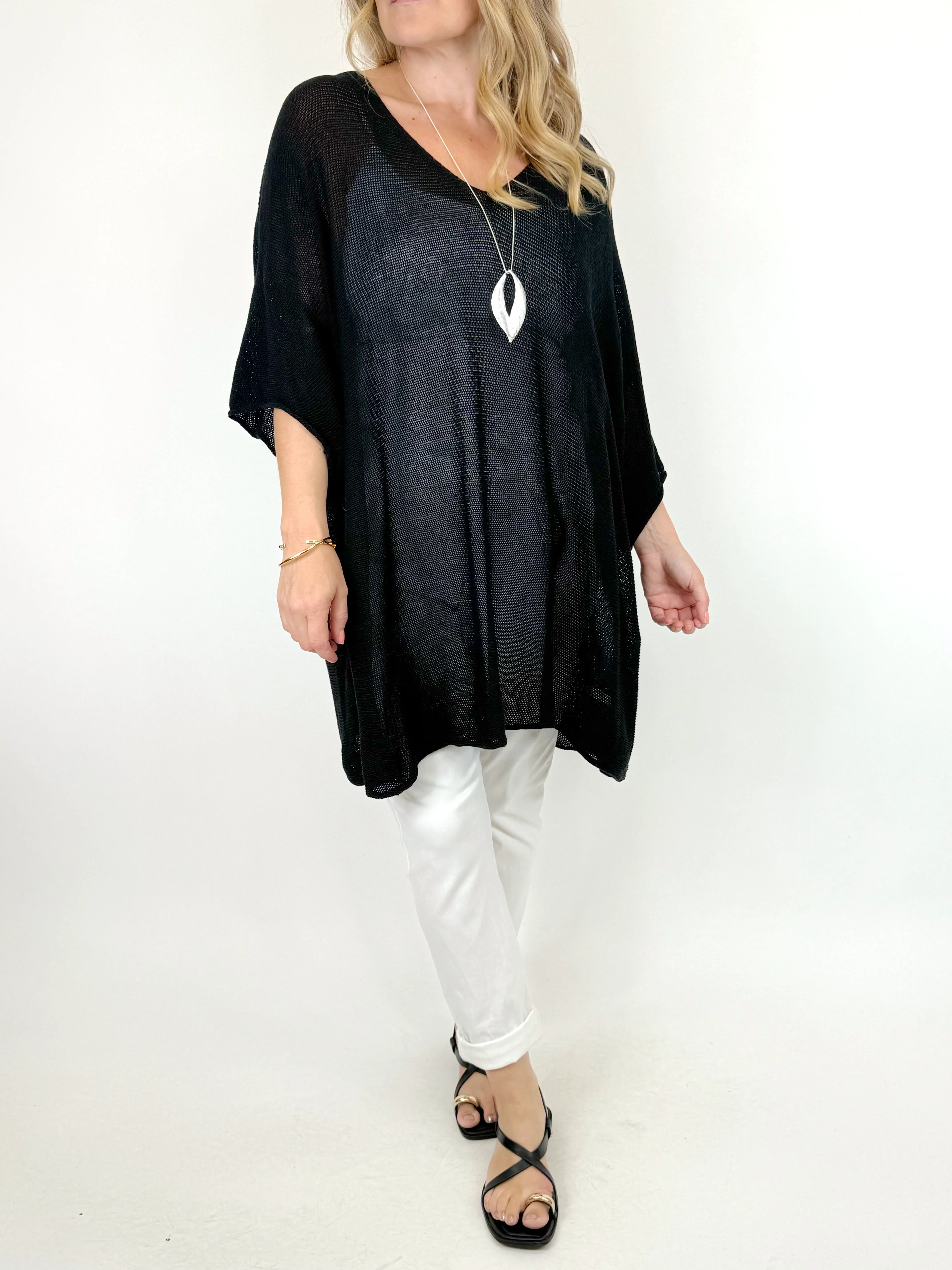 Made in Italy Vacay Cotton Knit Jumper | Navy | 2029