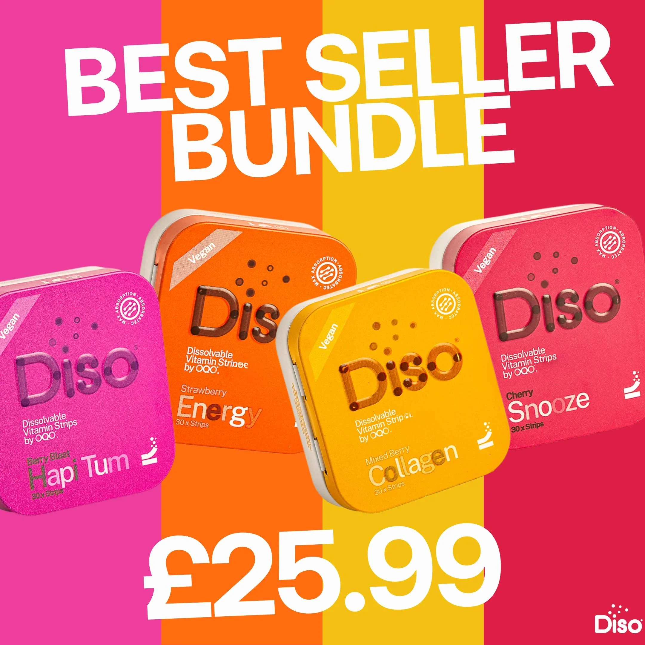 Diso® Mega Best Sellers Bundle | Energy Boost | Glowing Skin | Gut Health & Digestion | Sleep Support