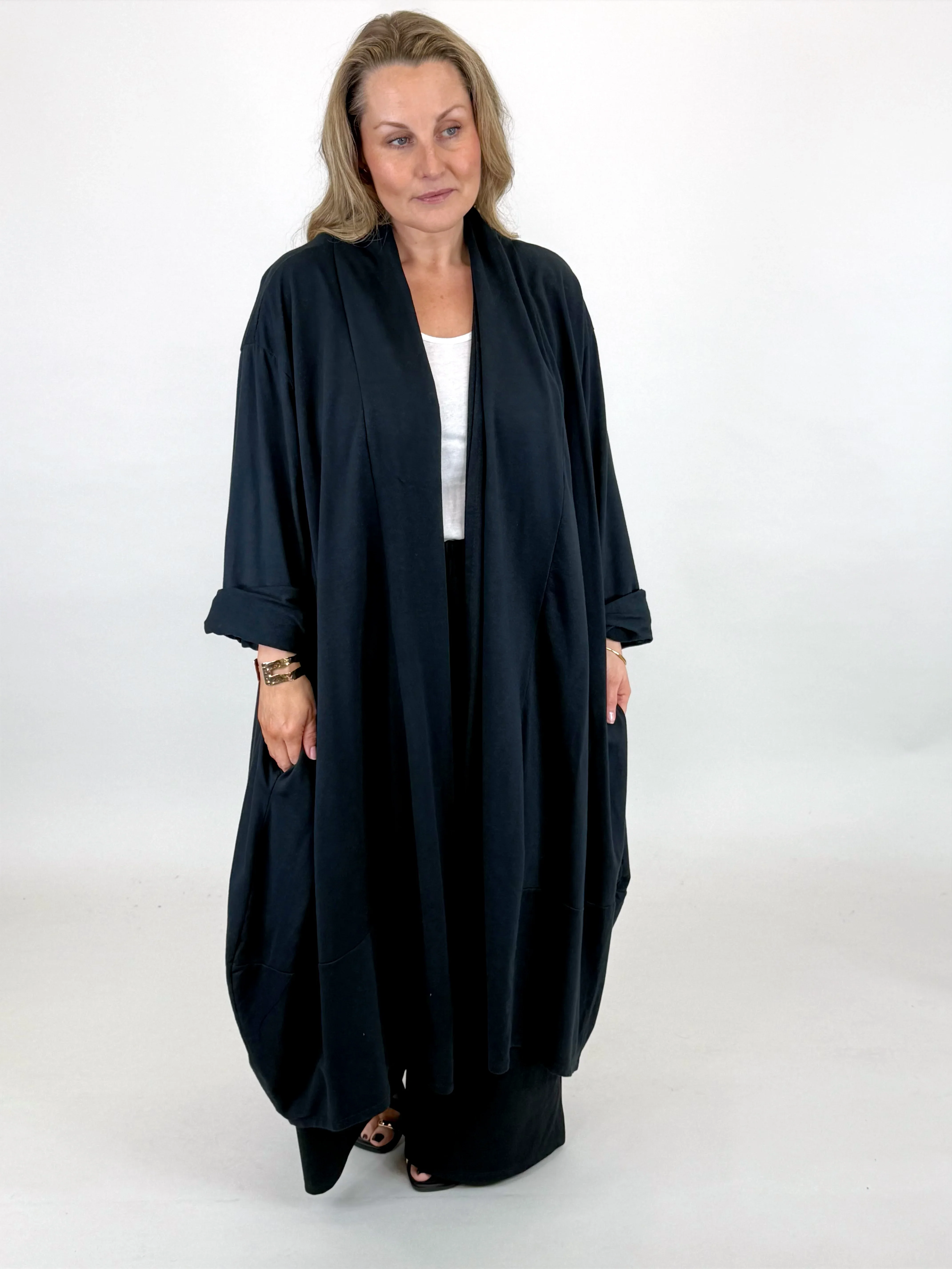 Made in Italy Alice Cocoon Duster Cardigan | Black.
