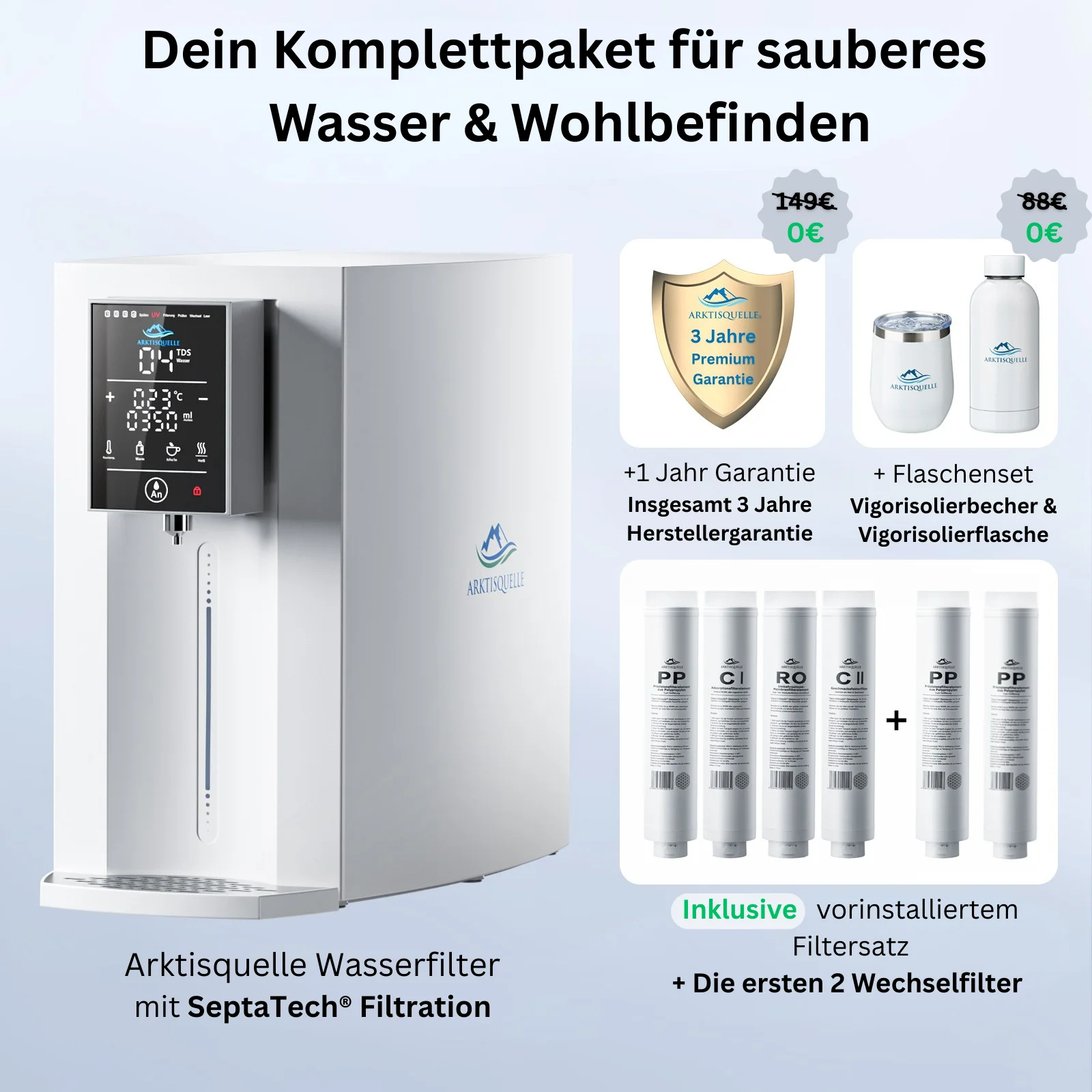 Arktisquelle Wasserfilter weiß: Vorteilspaket