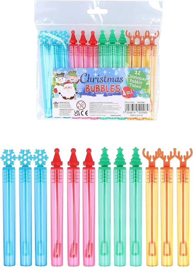 12 x Mini Christmas Bubble Tubes with Wand