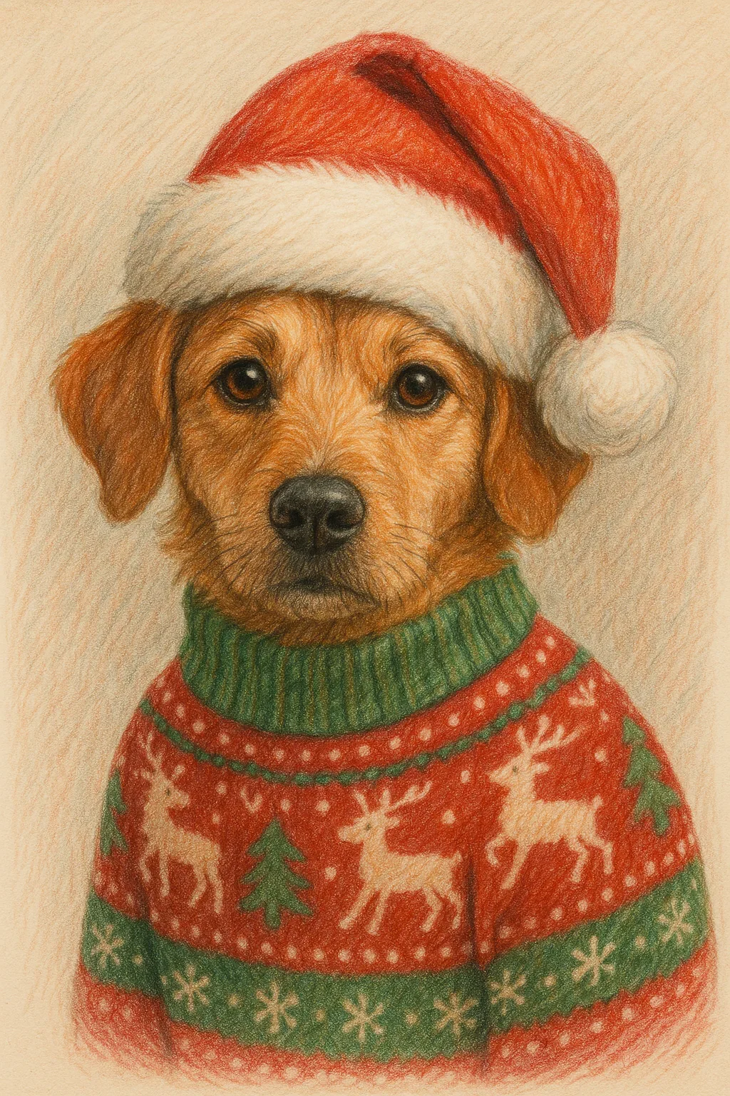 Festive Fur-ever Portrait – Custom Christmas Pet Drawing in Pencil Style