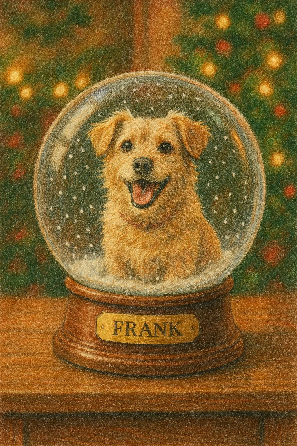 Christmas Snow Globe Pet Portrait | Festive Art