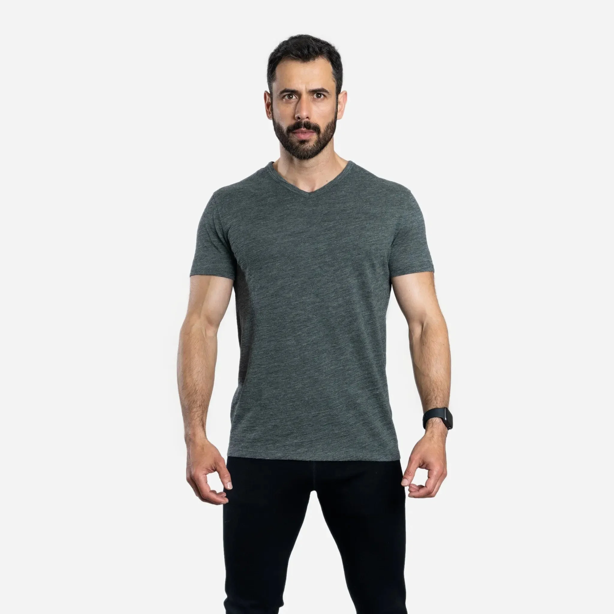 Men's Alpaca Wool T-Shirt: 160 Ultralight V-Neck