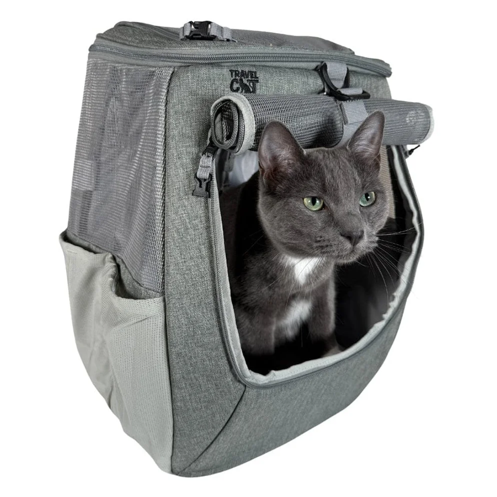 "The Navigator" Convertible Cat Backpack in Heather Grey for Adventurous Cats and Humans