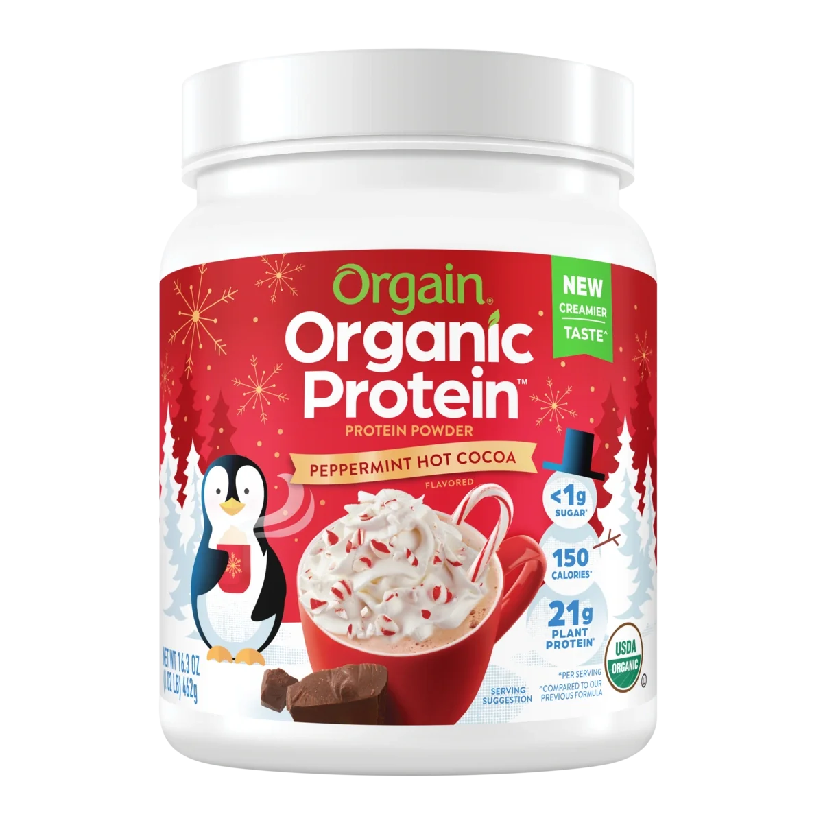 Organic Protein™ Plant Based Protein Powder - Peppermint Hot Cocoa