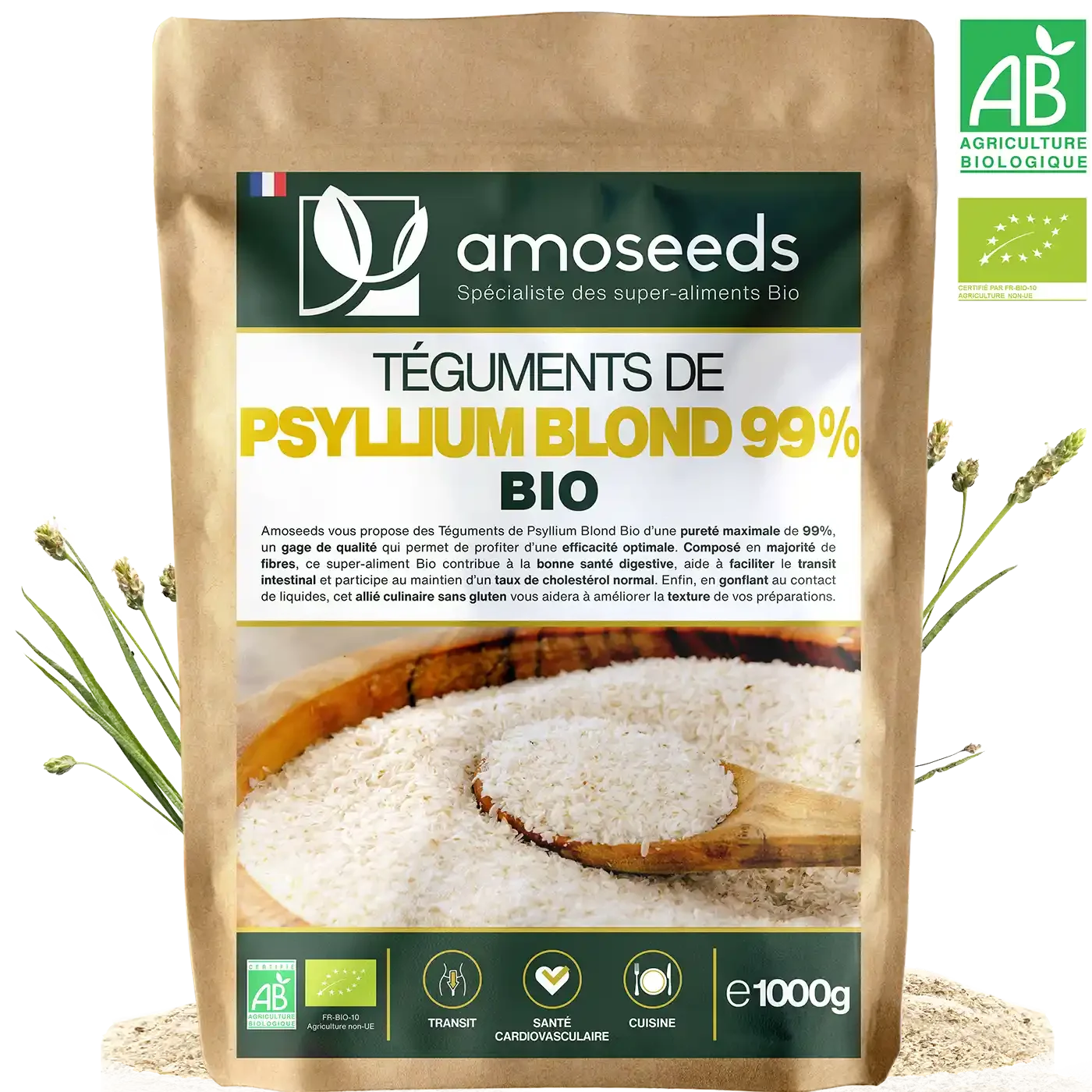 Psyllium Blond Bio 1kg (téguments)