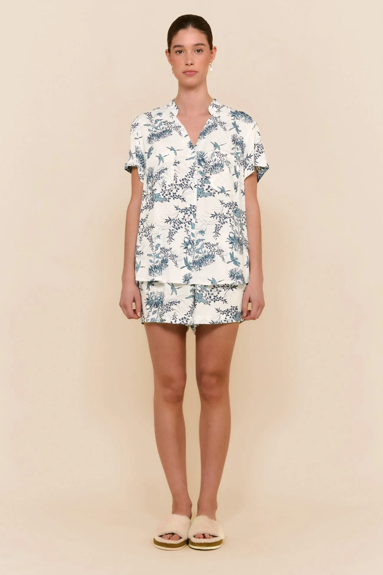 Maggie Pajama Set - Summer Toile - Aegean Blue
