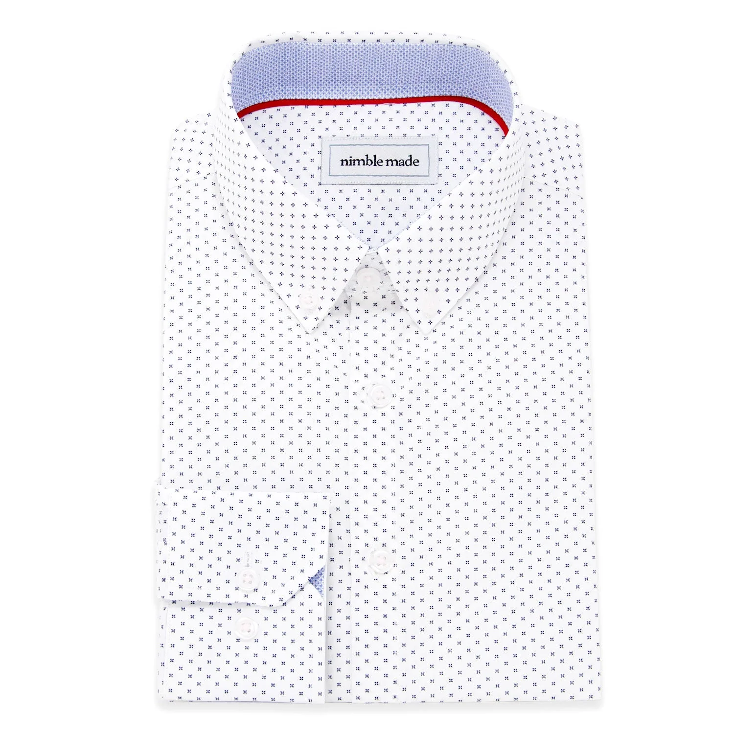White Patterned Button Down Dress Shirt | The Melati