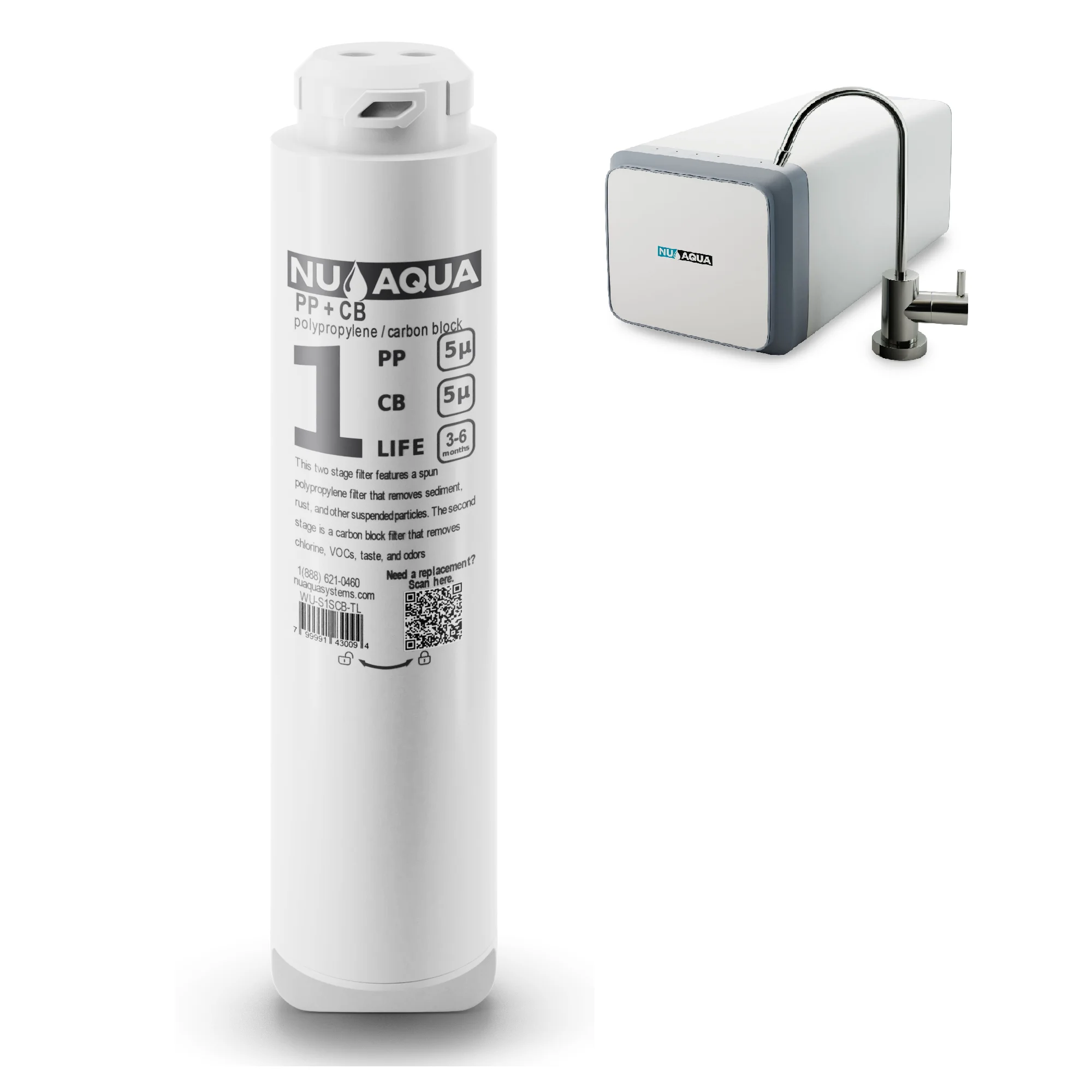 NU Aqua Efficiency Series Tankless 800GPD Stage 1 Sediment / Carbon Block Replacement Filter