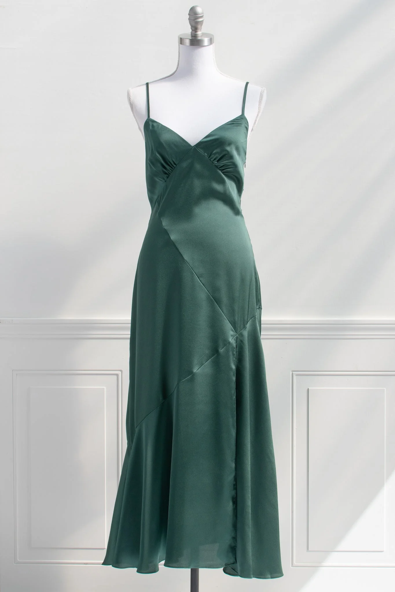 Harlow Satin Dress - Emerald Green