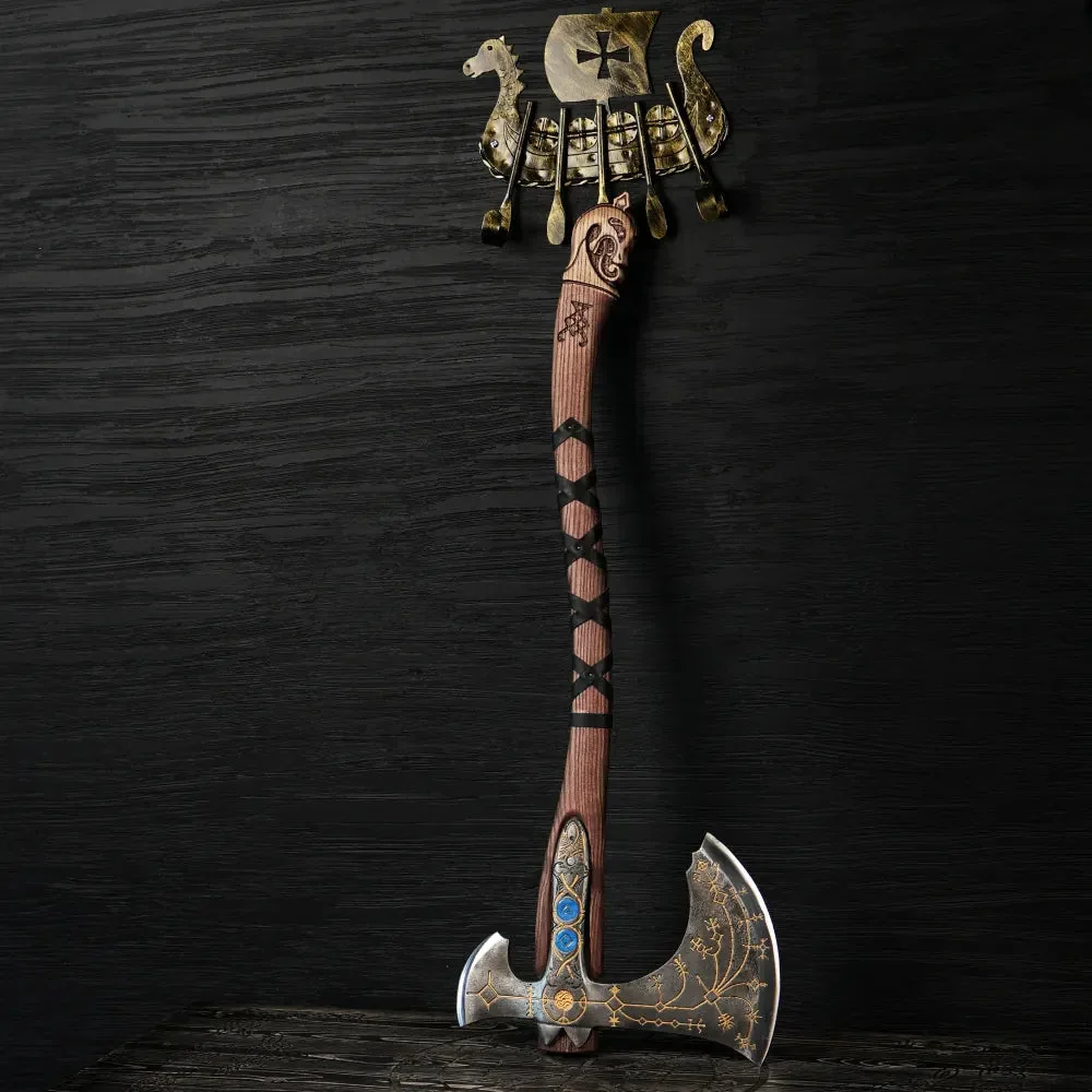 Hand-forged Leviathan axe with leather wrap
