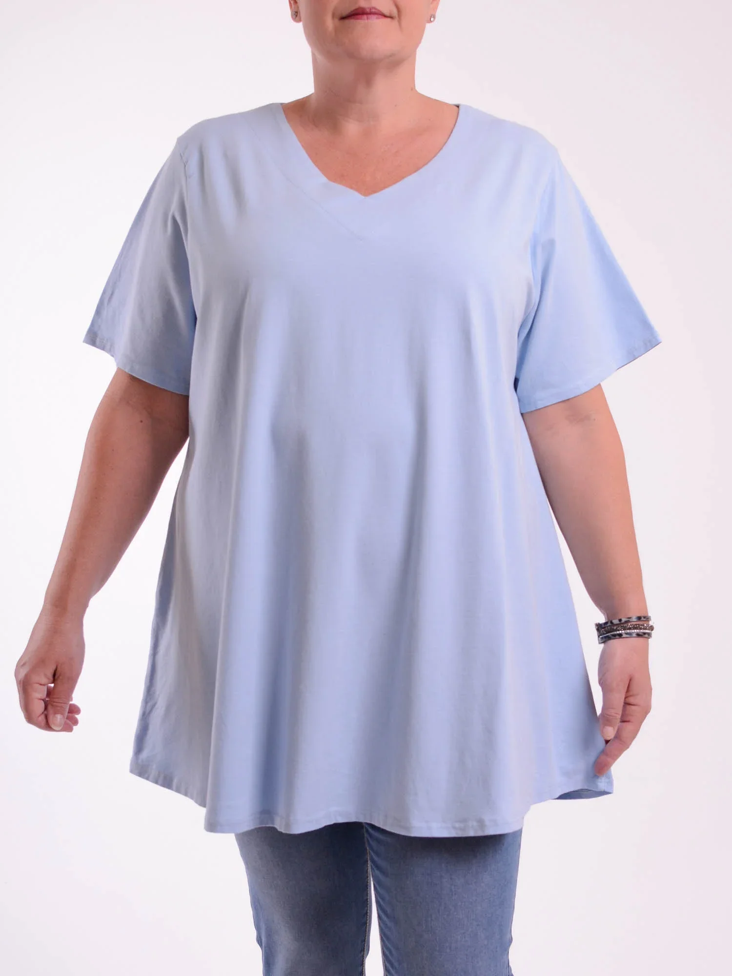 Basic Cotton Swing T Shirt - V Neck 10520