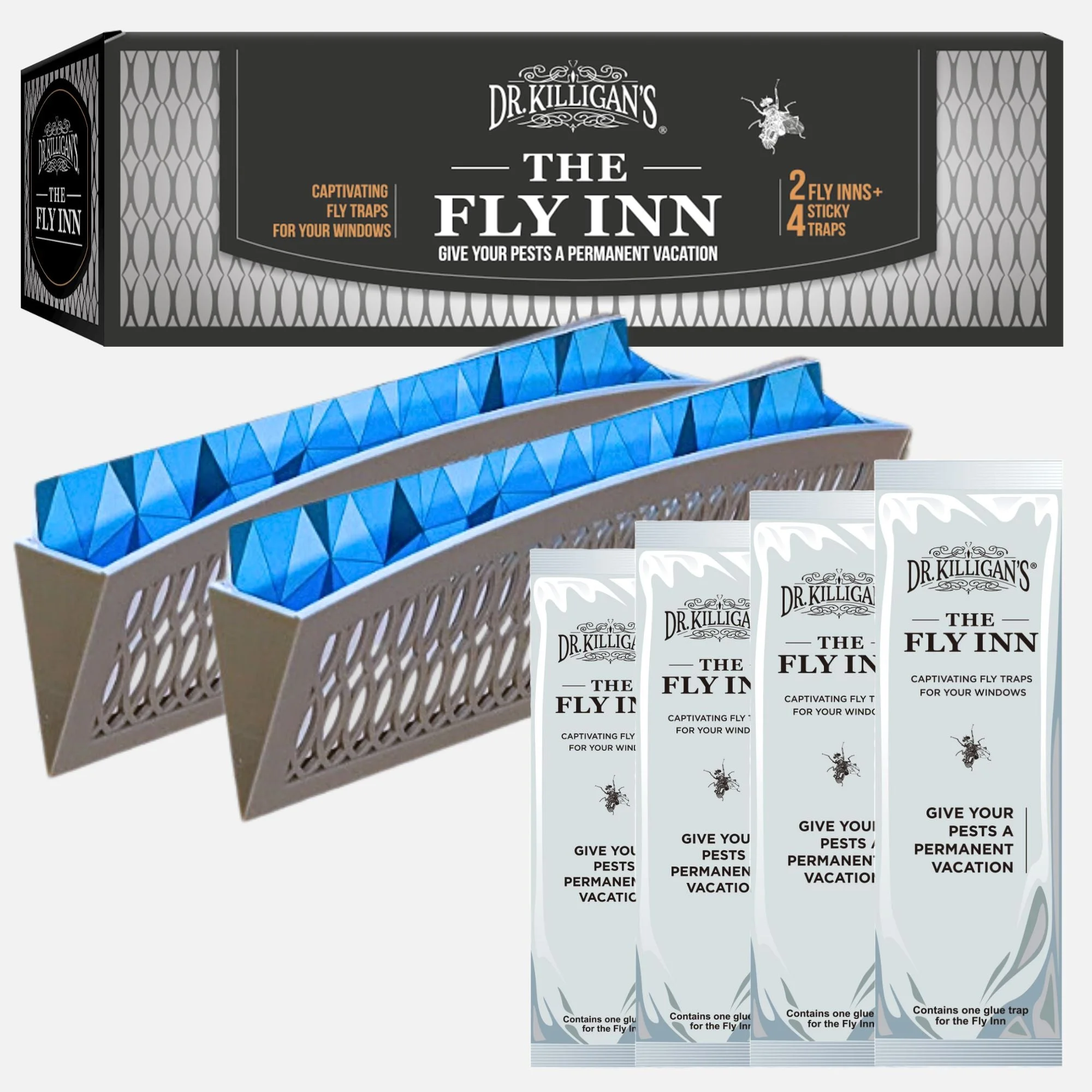 The Fly Inn Glue Board: Discreet Flying Insect Sticky Trap (2 Traps, 2 Inserts + 2 free Inserts)