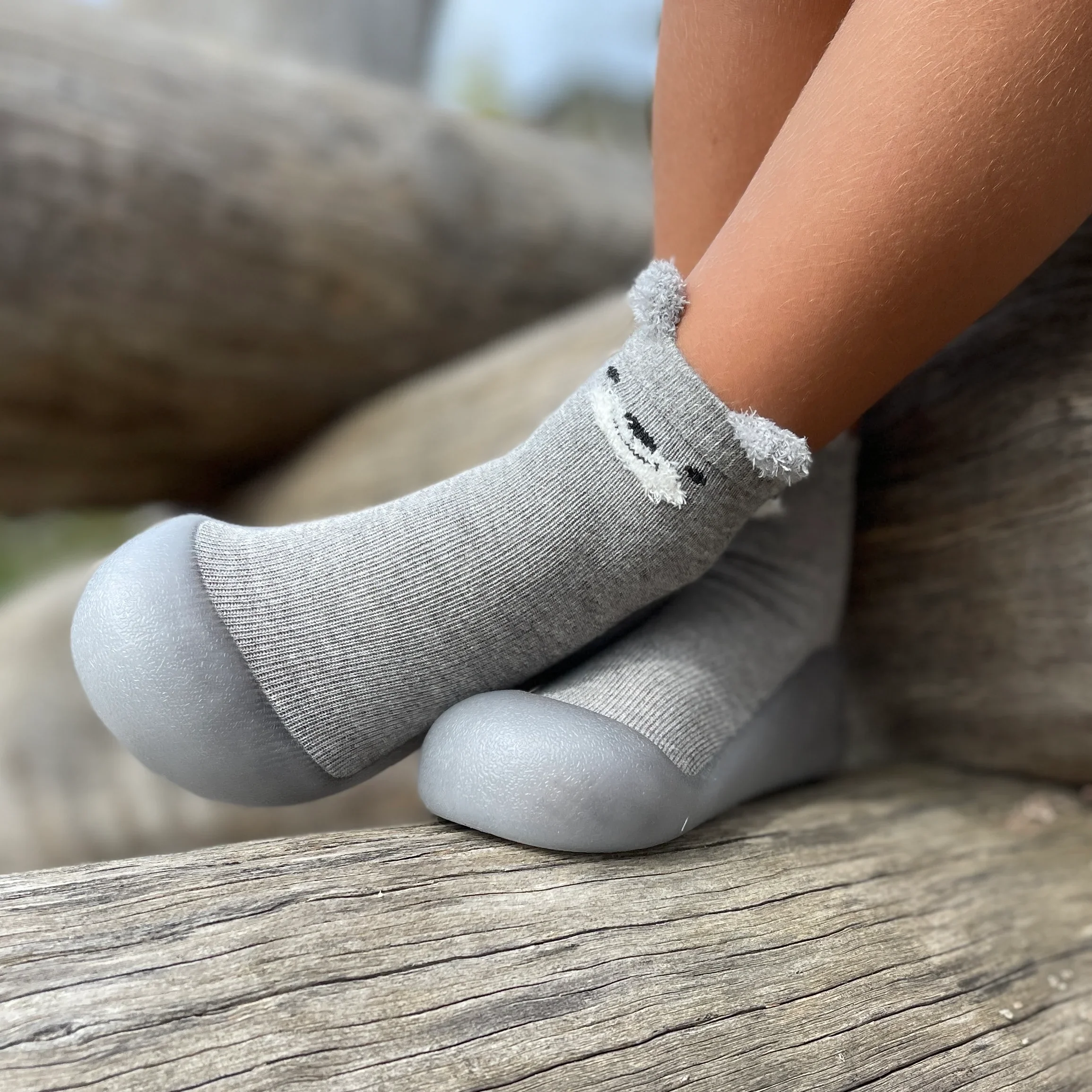 Sole Sox Grey Bear Pre-walker Baby Shoes
