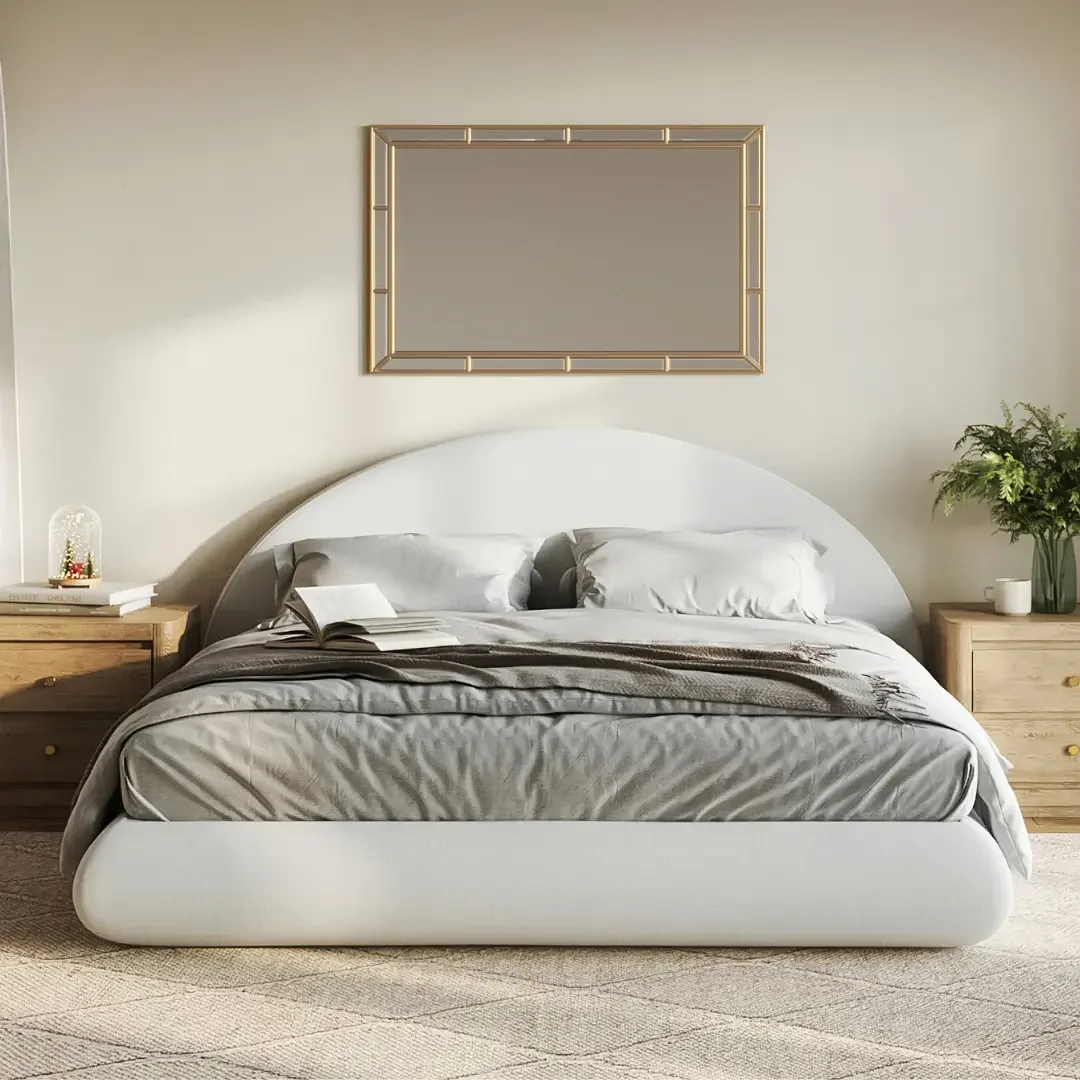 Luna Bed Set: Bed Frame + Headboard | White