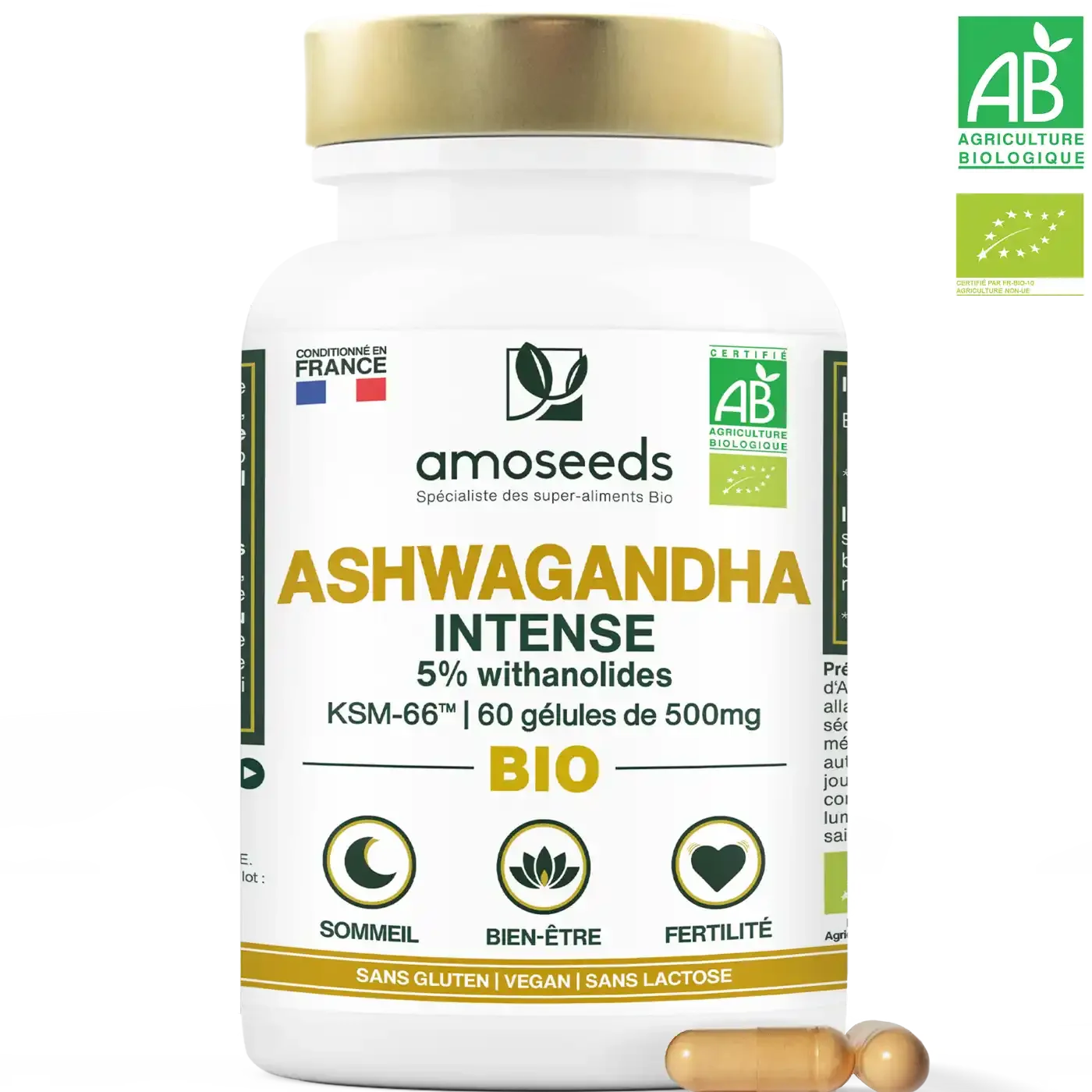 Ashwagandha KSM-66™ Bio, 5% withanolides | 60 gélules