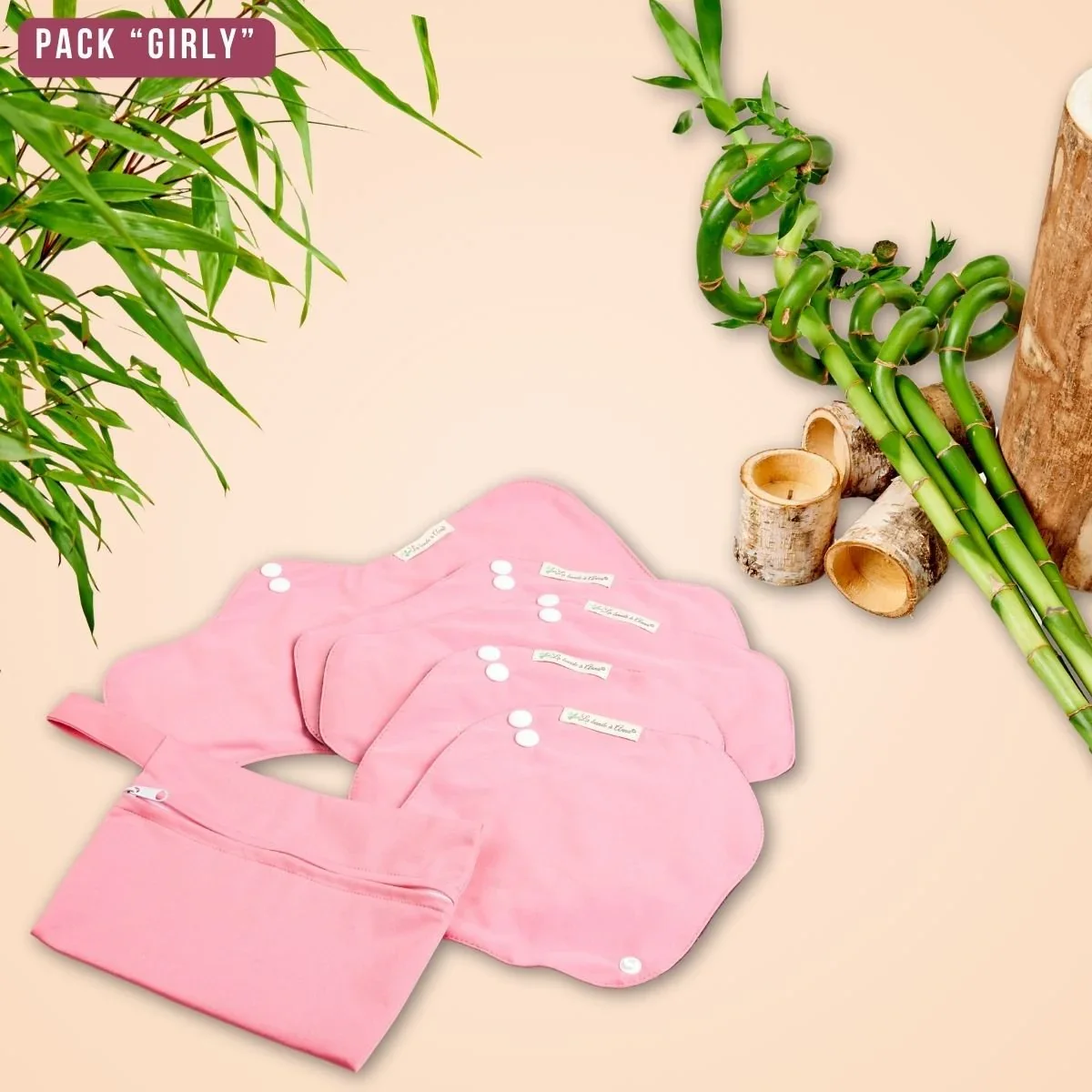 Adapté aux adolescentes, pack "Girly" pads menstruels lavables