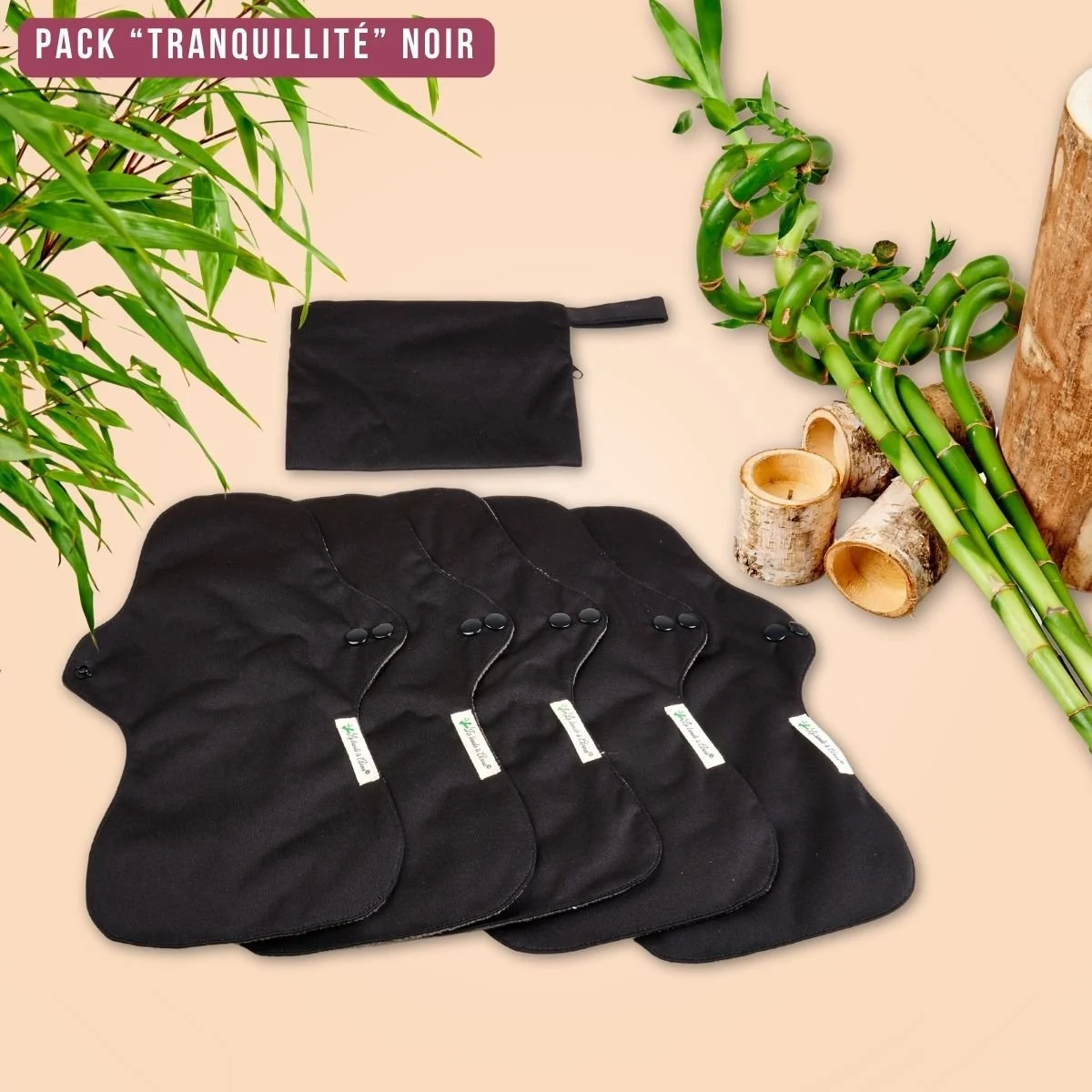Flux intenses et nuits, pack "Tranquillité" et "Tranquillité+" pads menstruels réutilisables