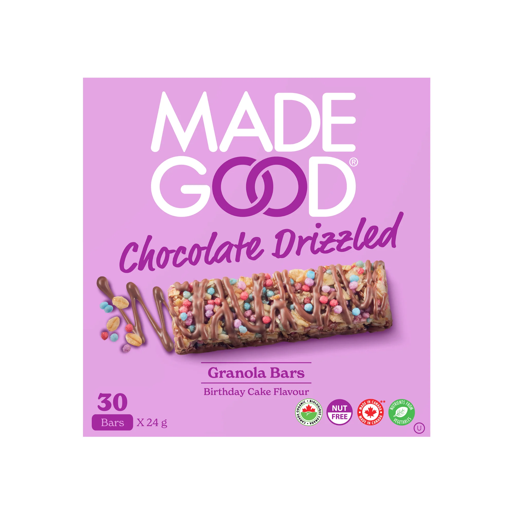 Birthday Cake Drizzled Granola Bars