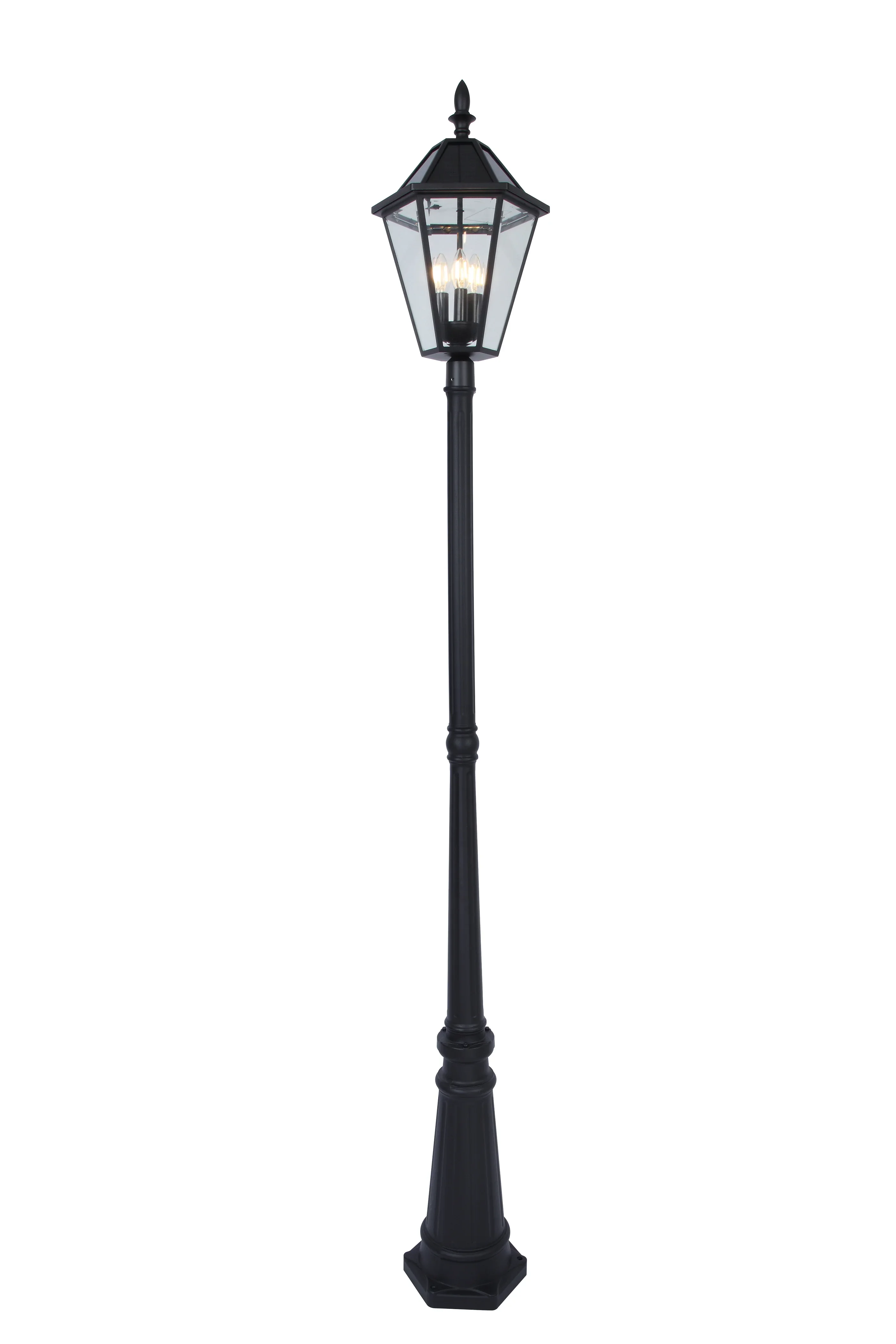 LUTEC-LONDON Single Head Die-Cast Aluminum LED Outdoor Solar Powered Street Light (Head & Pole), 300LM, Up To 8hour Runtime, 2700K