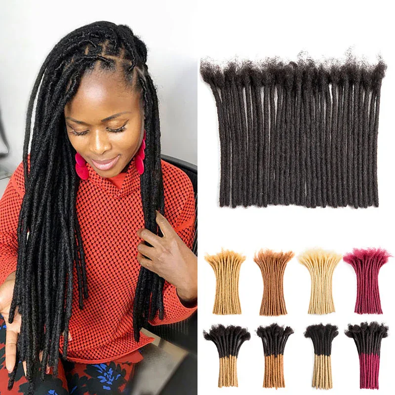 0.8cm Human Hair Loc Extensions Locs Dreads Hair Extensions For Men and Women (6-18 Inch)