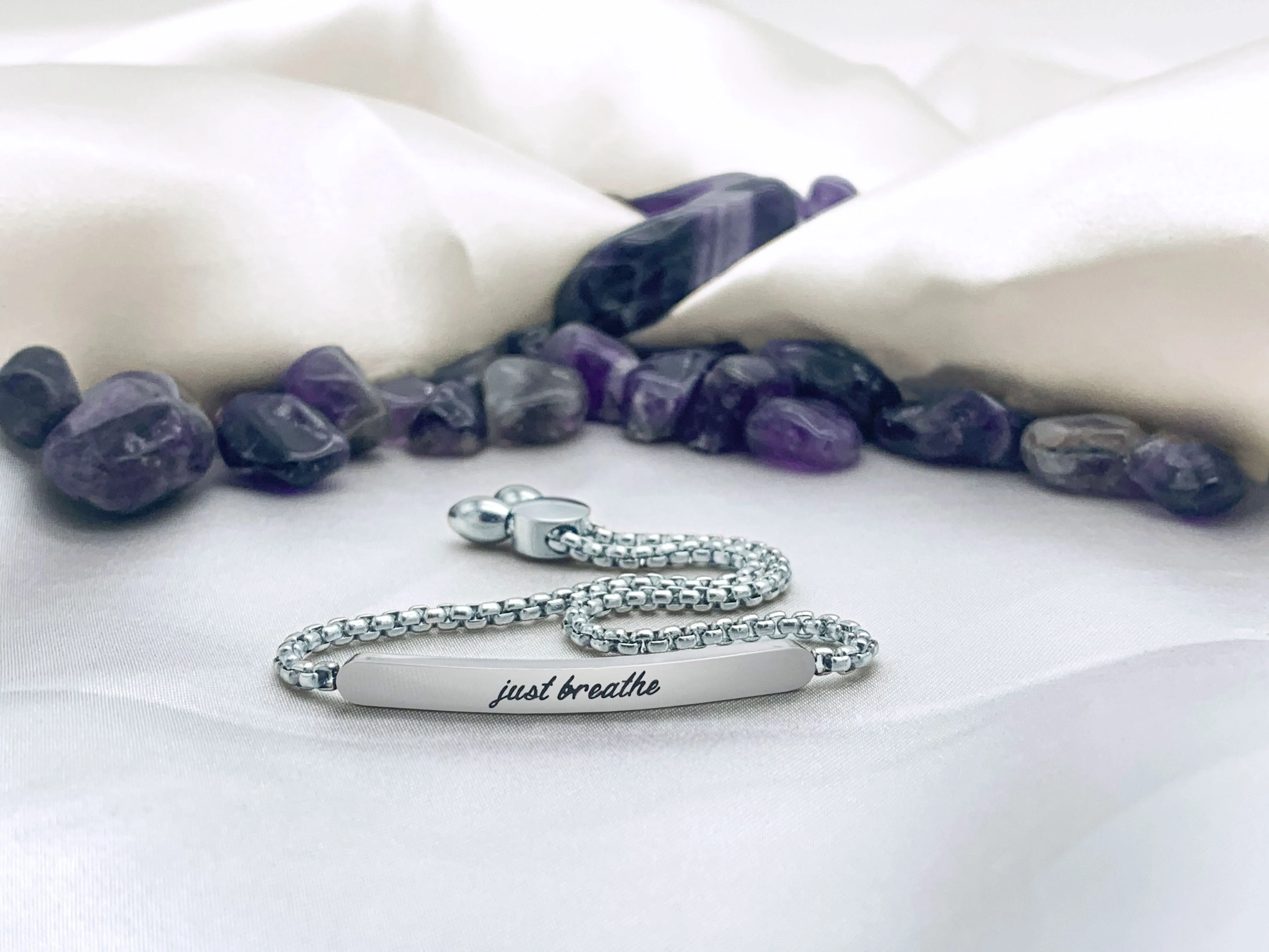 Just Breathe Affirmation Bracelet