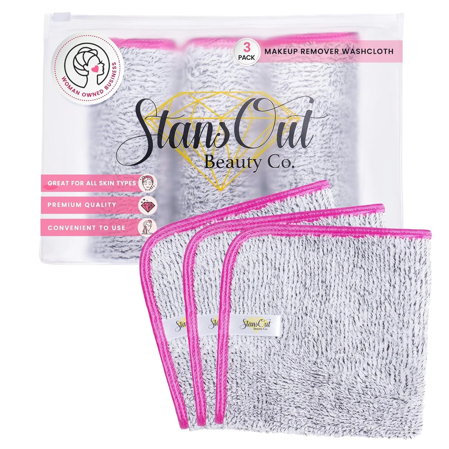 Makeup Removing Washcloths – 3-Pack | Reusable, Ultra-Soft & Eco-Friendly
