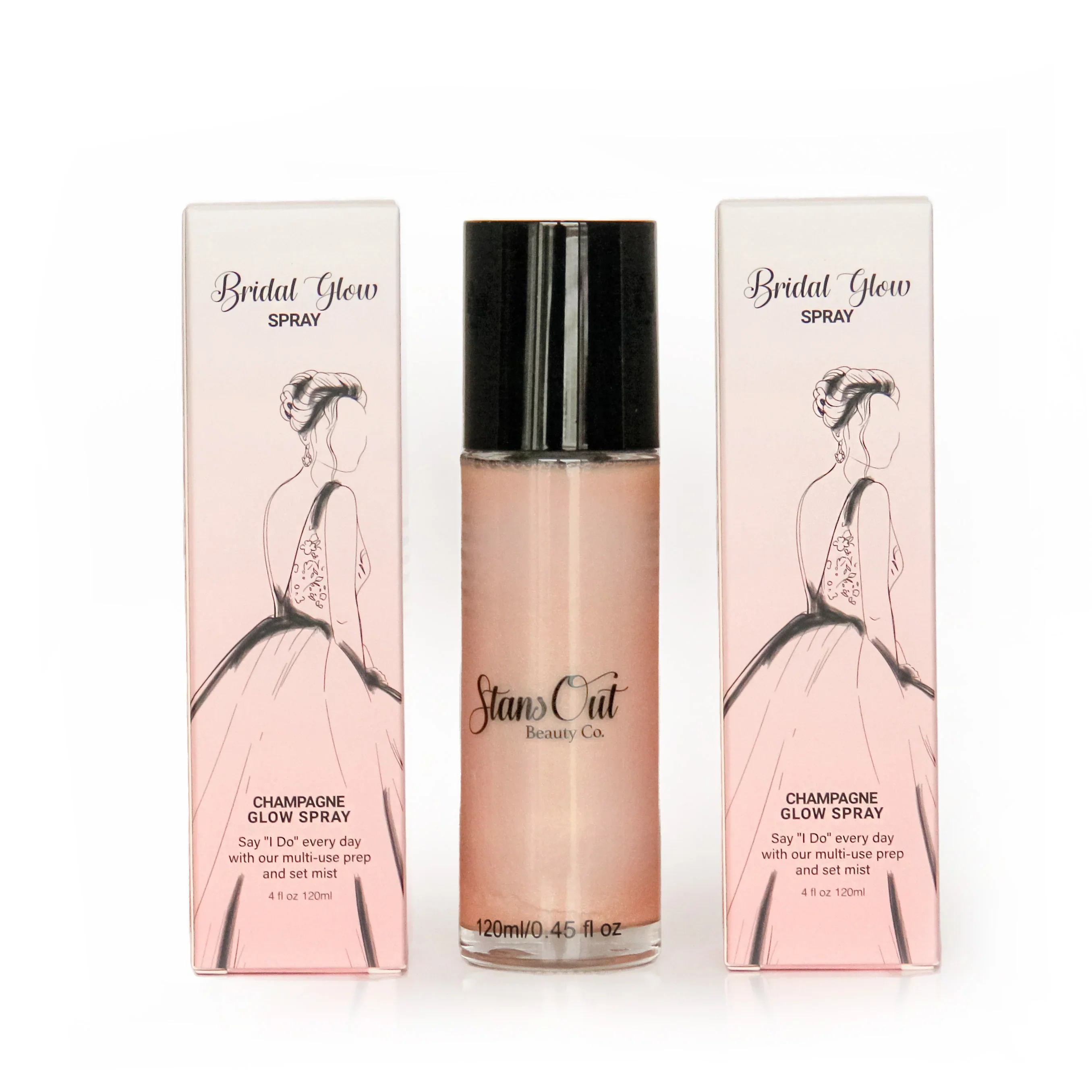 Bridal Glow Setting Spray – Radiant Champagne Finish + Free Hand Fan
