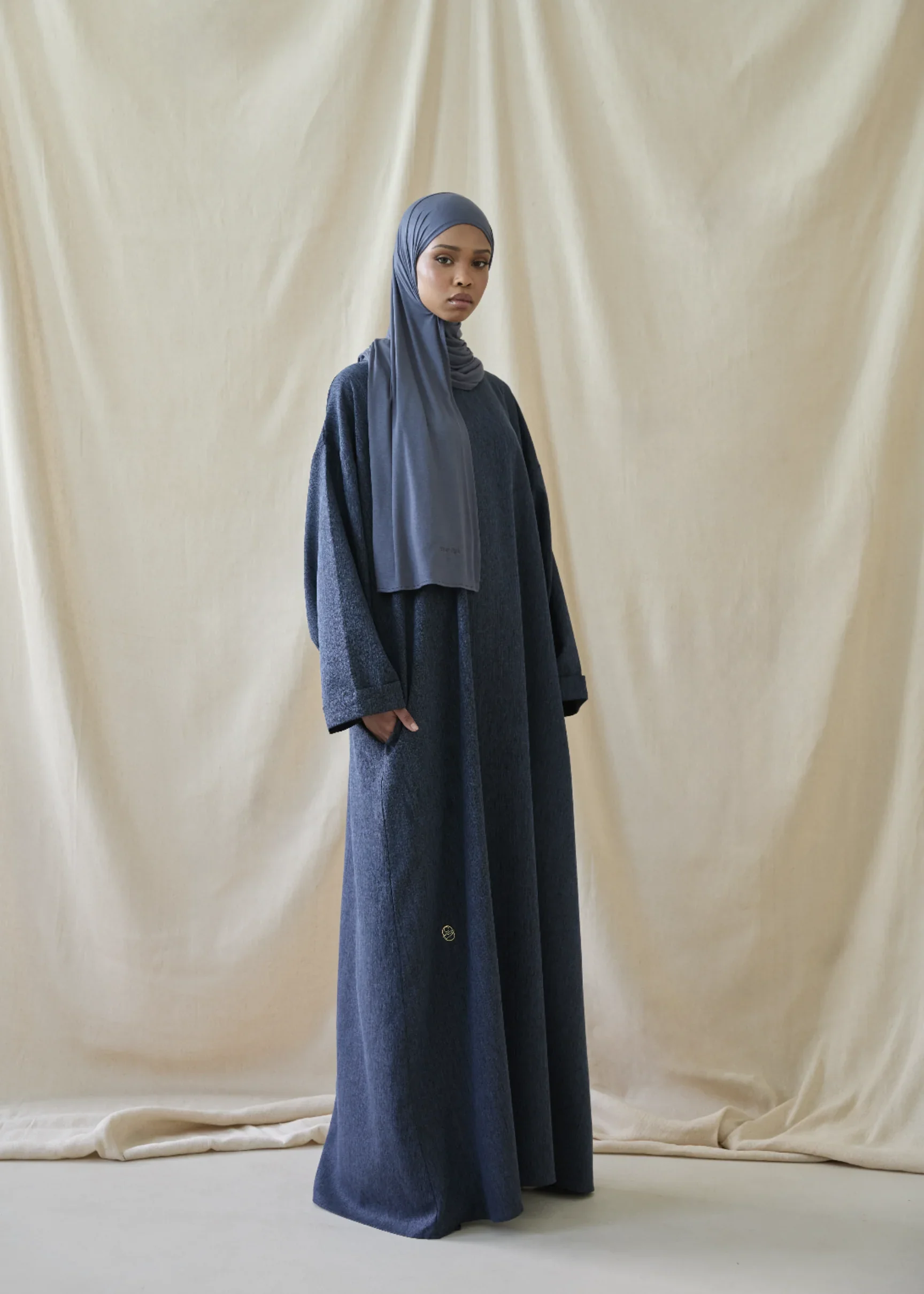 Classic Blends Closed Abaya - Denim Blue
