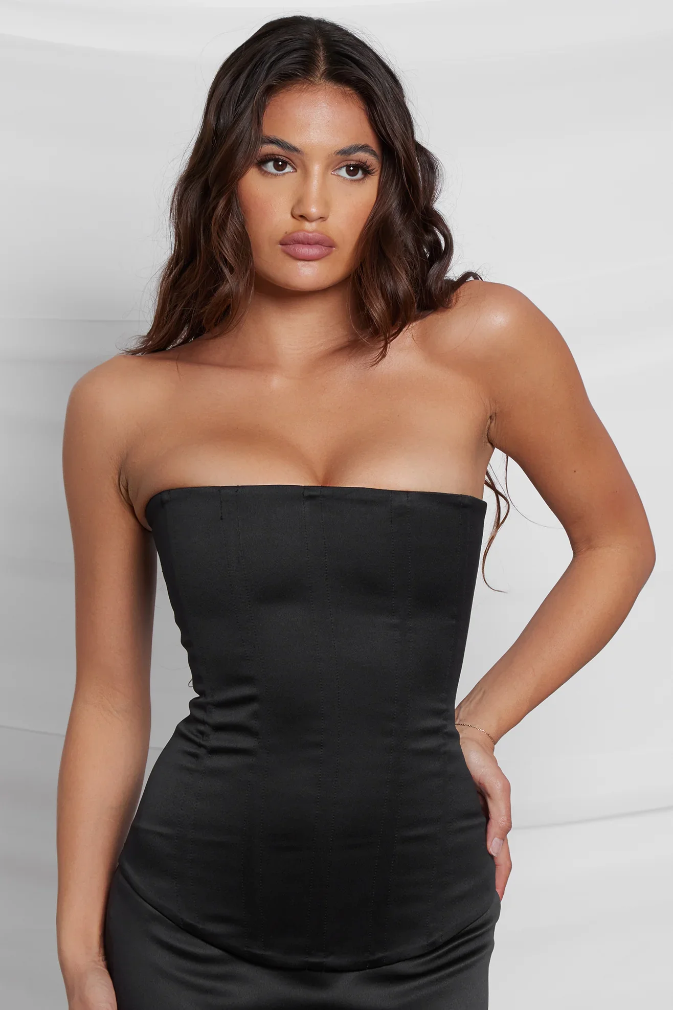Sphynx Satin Corset Top - Black