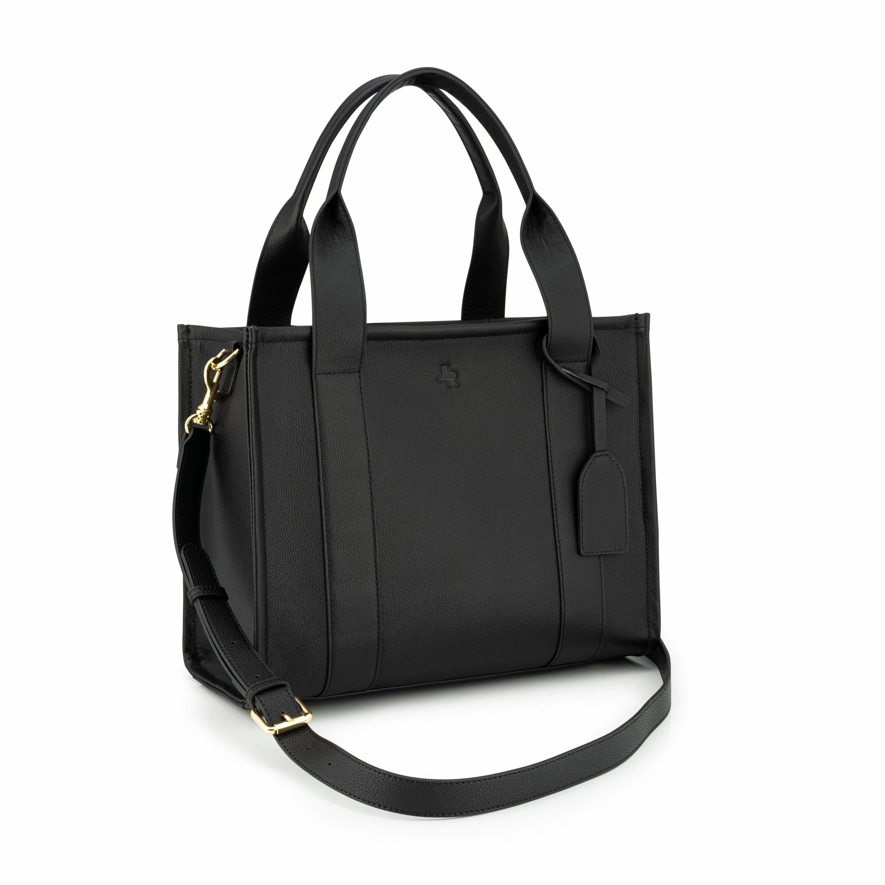 Medium Taylor Luxe Leather Tote Bag- Black