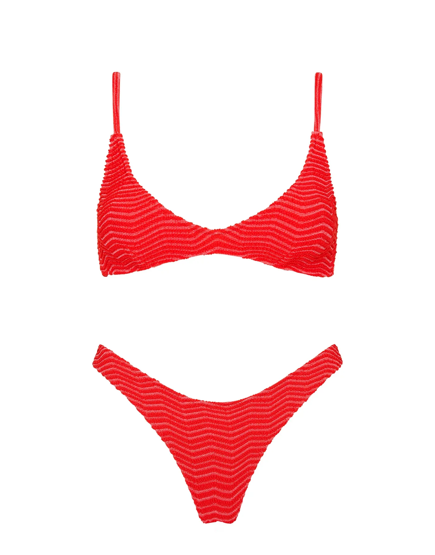 MAIA - MATO Red Terry Towelling Scoop Bikini Set