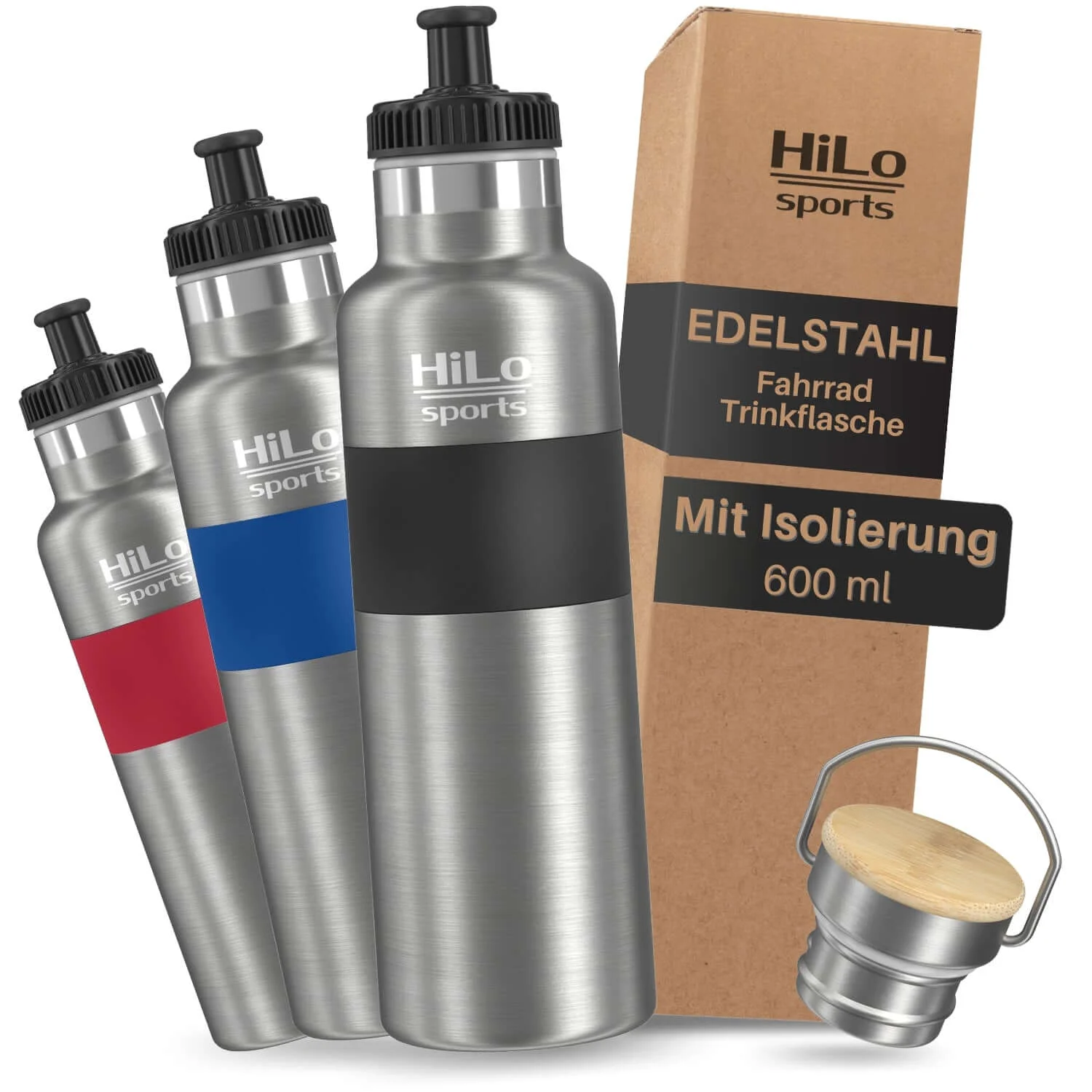 Isolierte Fahrrad Trinkflasche Edelstahl , 600ml