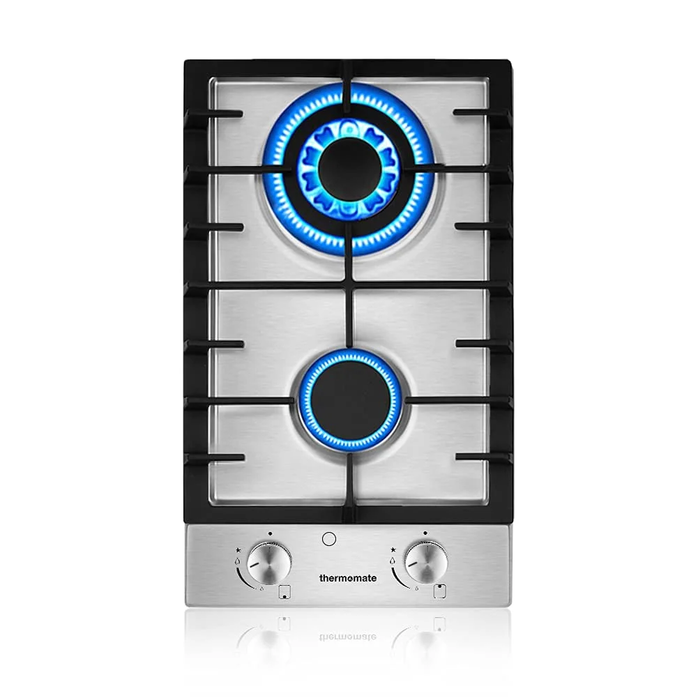 Thermomate 30cm Stainless Steel Built-in 2 Burners Gas Hob