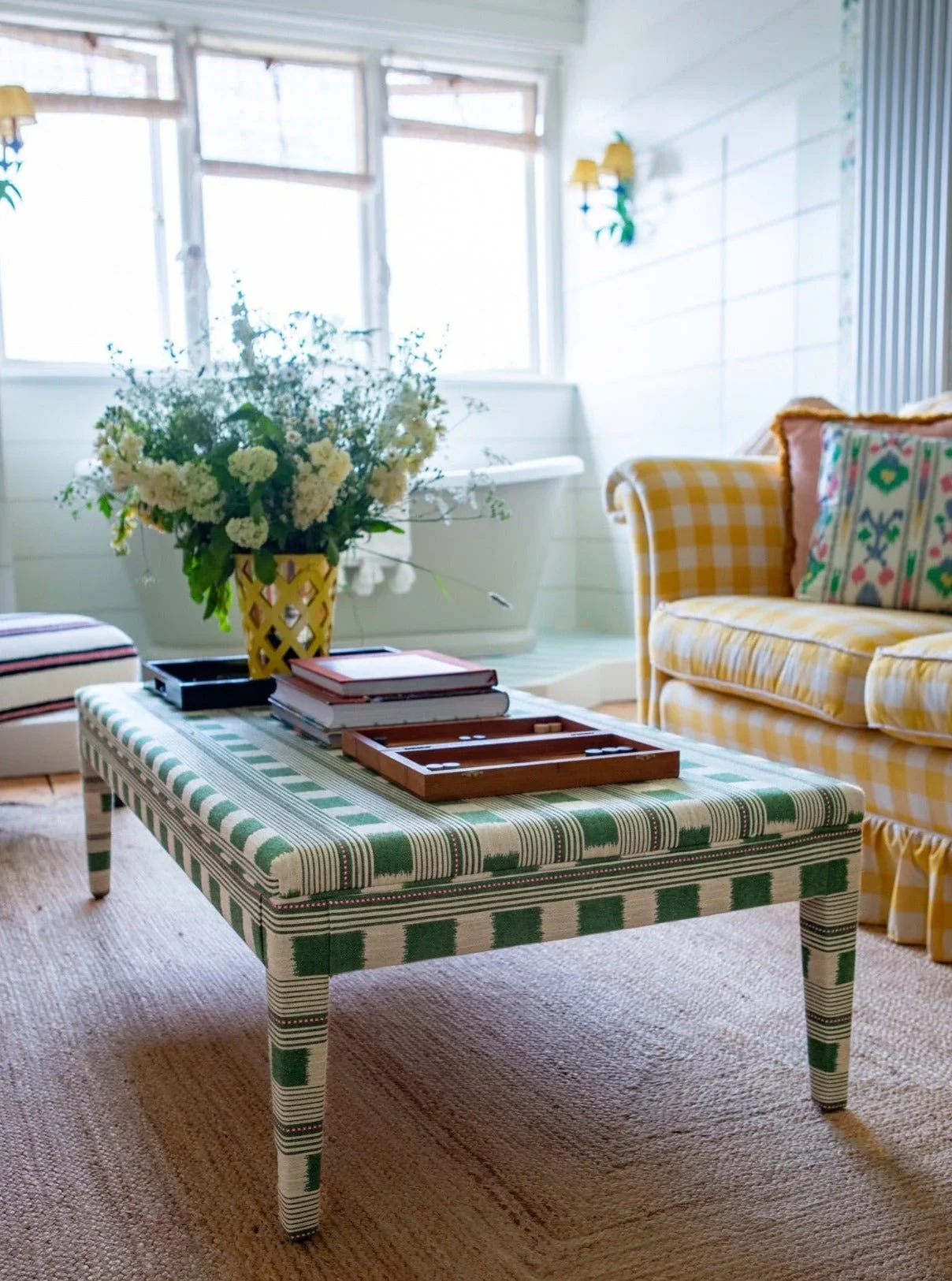 Bespoke Honey Upholstered Coffee Table Ottoman