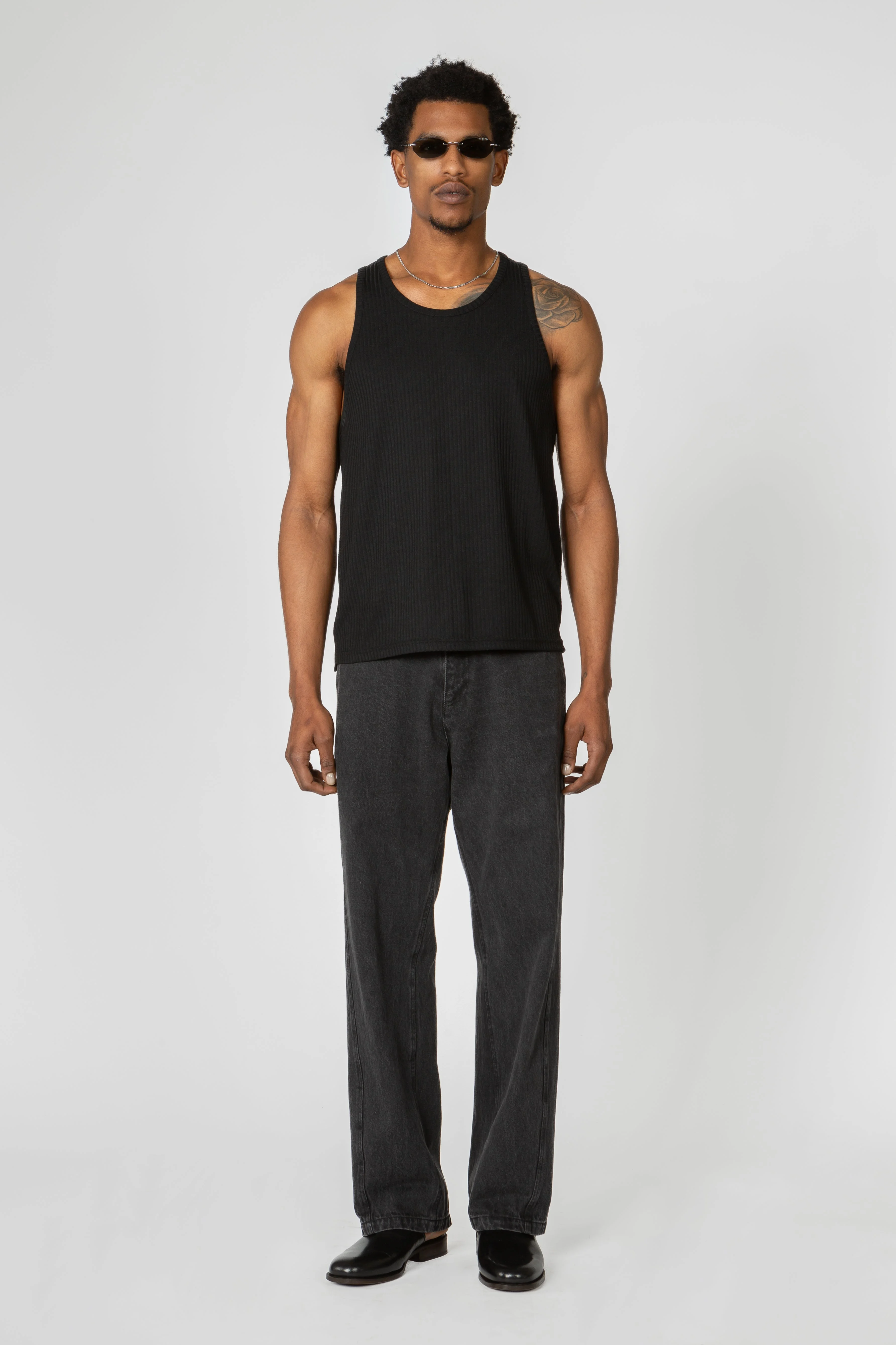 Tank Top - Black Rib Knit