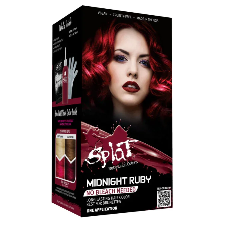 Midnight Ruby No Bleach Dark Red Semi-Permanent Hair Dye Kit