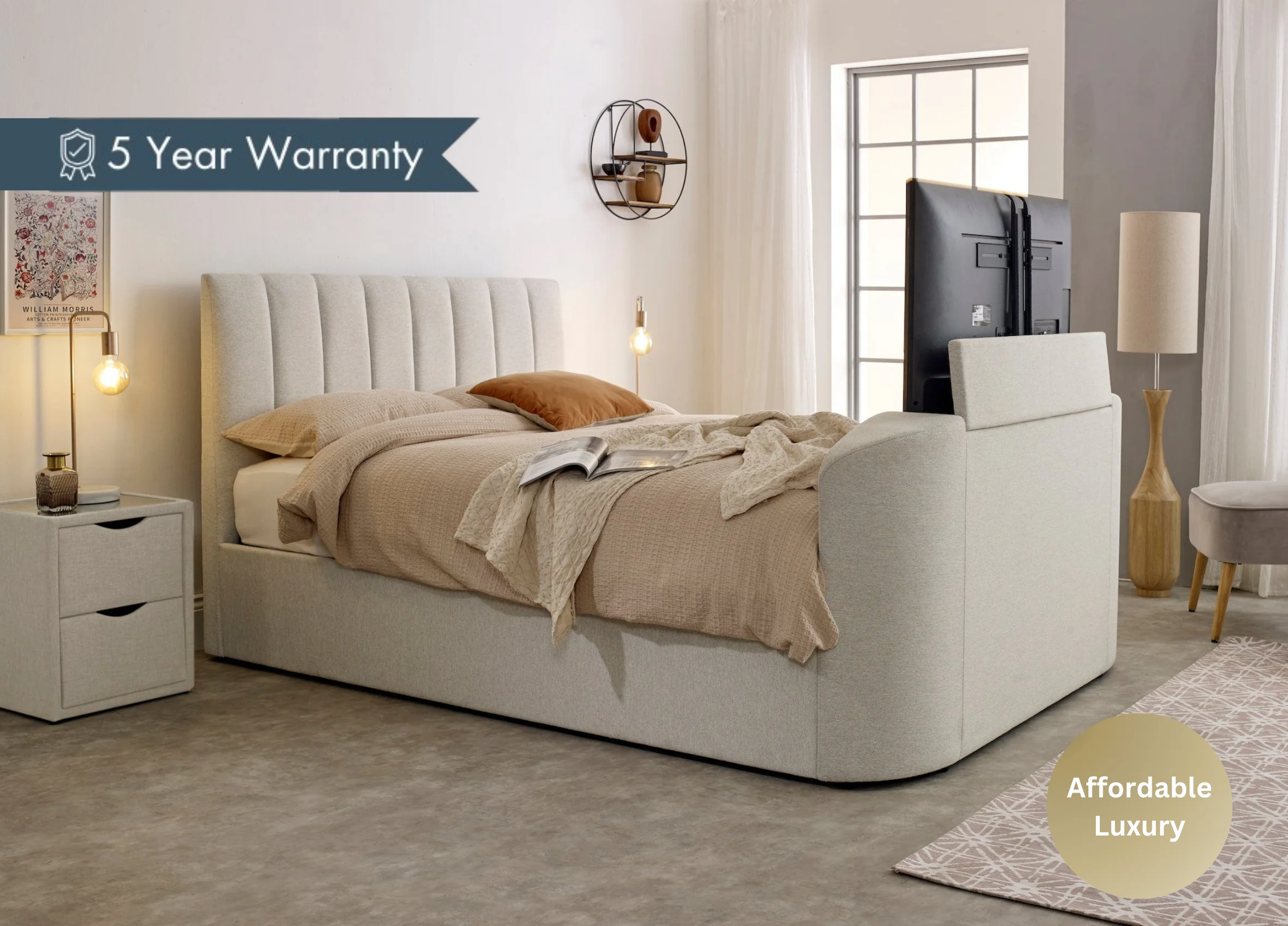 Capella Ottoman TV Bed in Pebble Stone